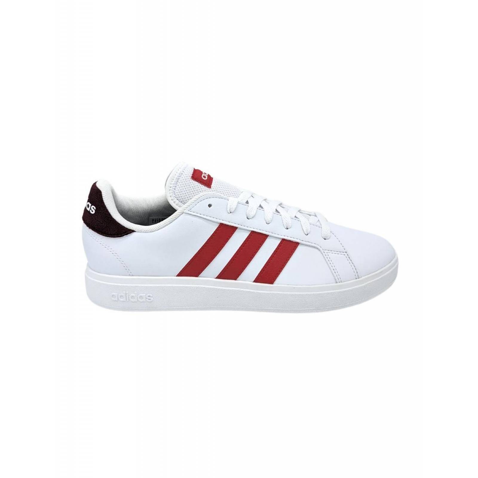 Tenis Adidas Grand Court Base 2.0 Blanco-Rojo ID4453 Para Hombre 