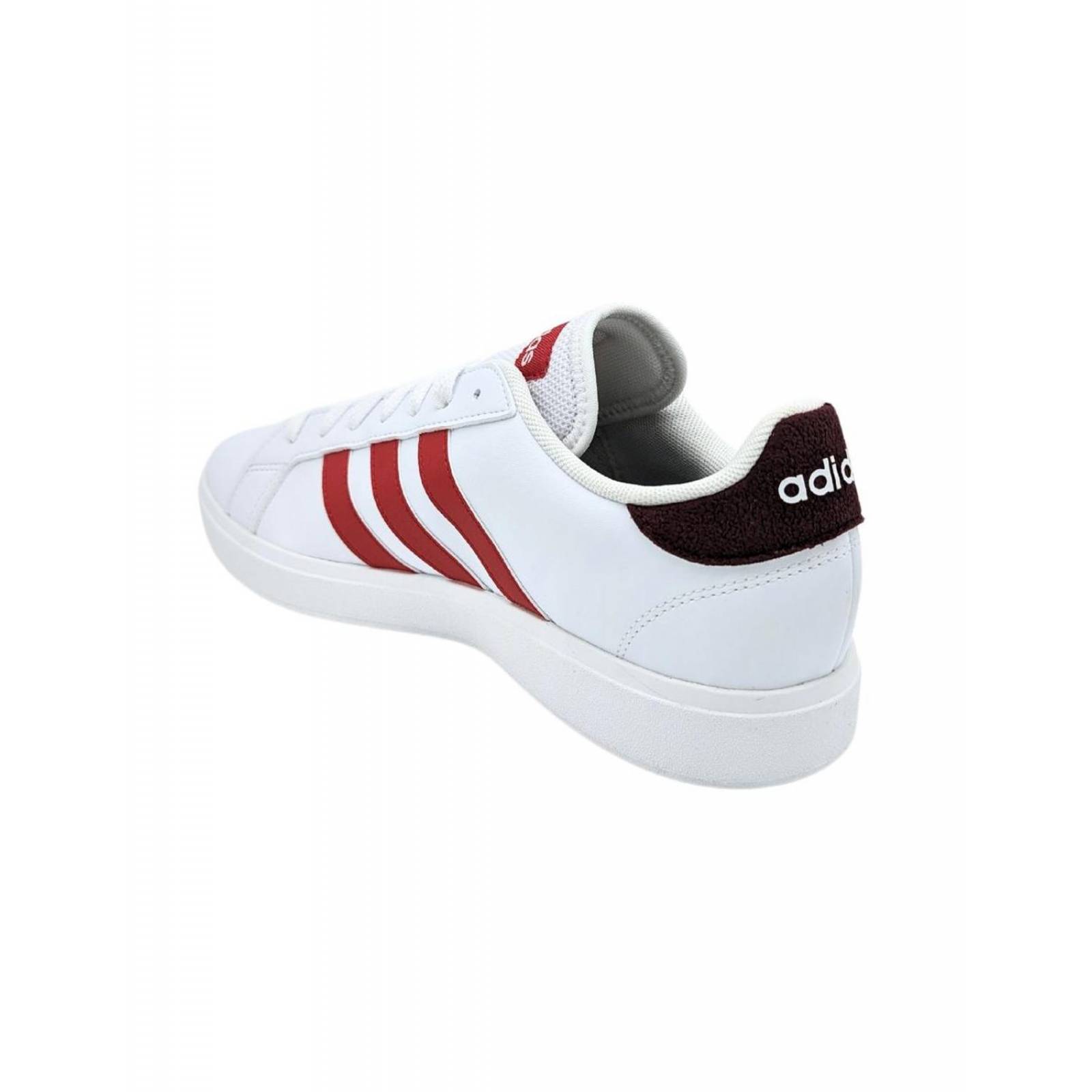 Tenis Adidas Grand Court Base 2.0 Blanco-Rojo ID4453 Para Hombre 