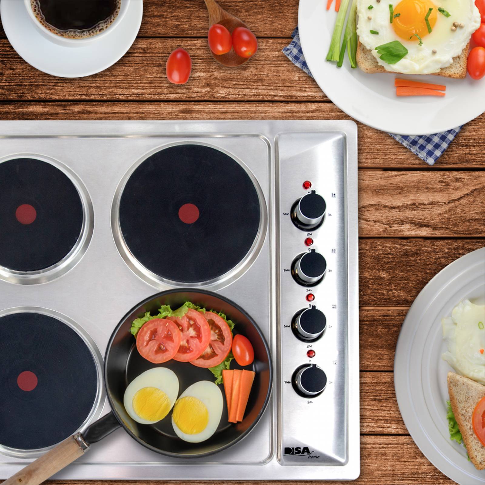 Parrilla Eléctrica DISA Home Acero Inoxidable 4 Quemadores PAEL-4