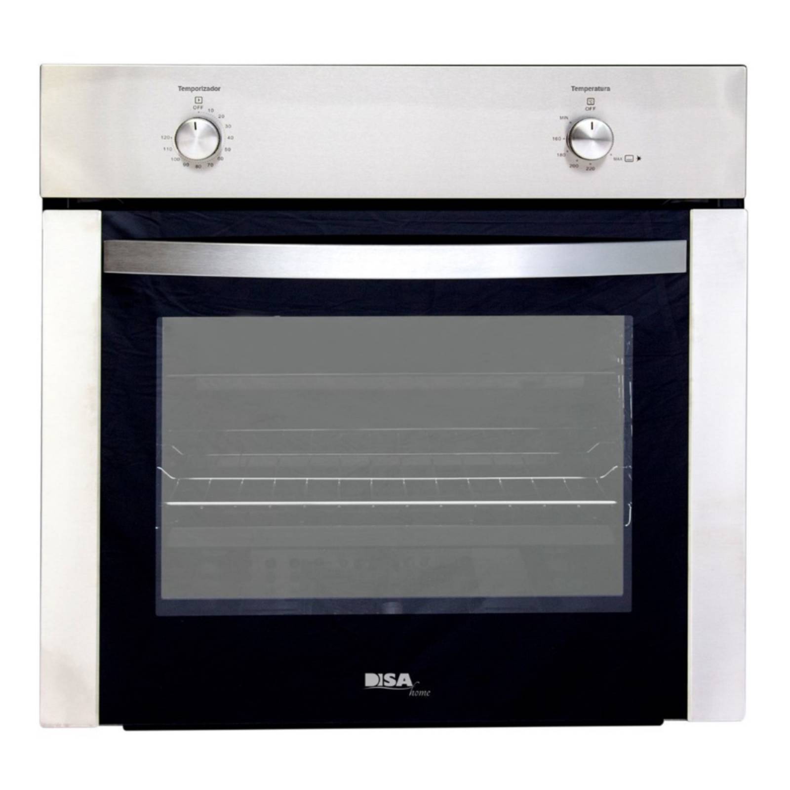 Combo DISA Home Parrilla a Gas 6 Quemadores Acero Inox, Campana Cristal 60 cm y Horno a Gas LP para Empotrar 60 cm Acero Inox.