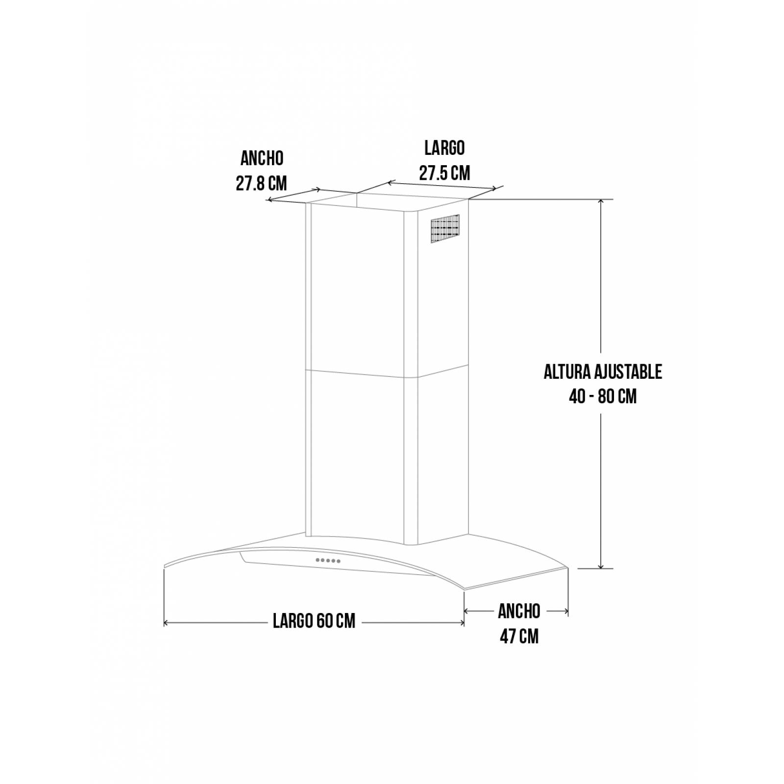 Combo DISA Home Parrilla a Gas 6 Quemadores Acero Inox, Campana Cristal 60 cm y Horno a Gas LP para Empotrar 60 cm Acero Inox.