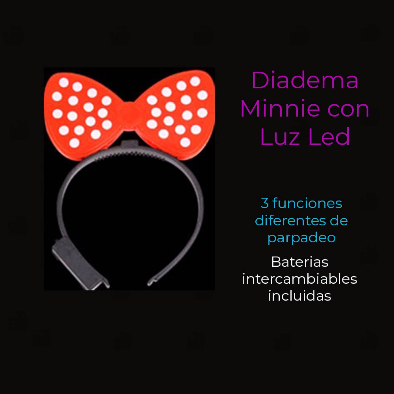 Diadema Minnie Moño Orejas Led 