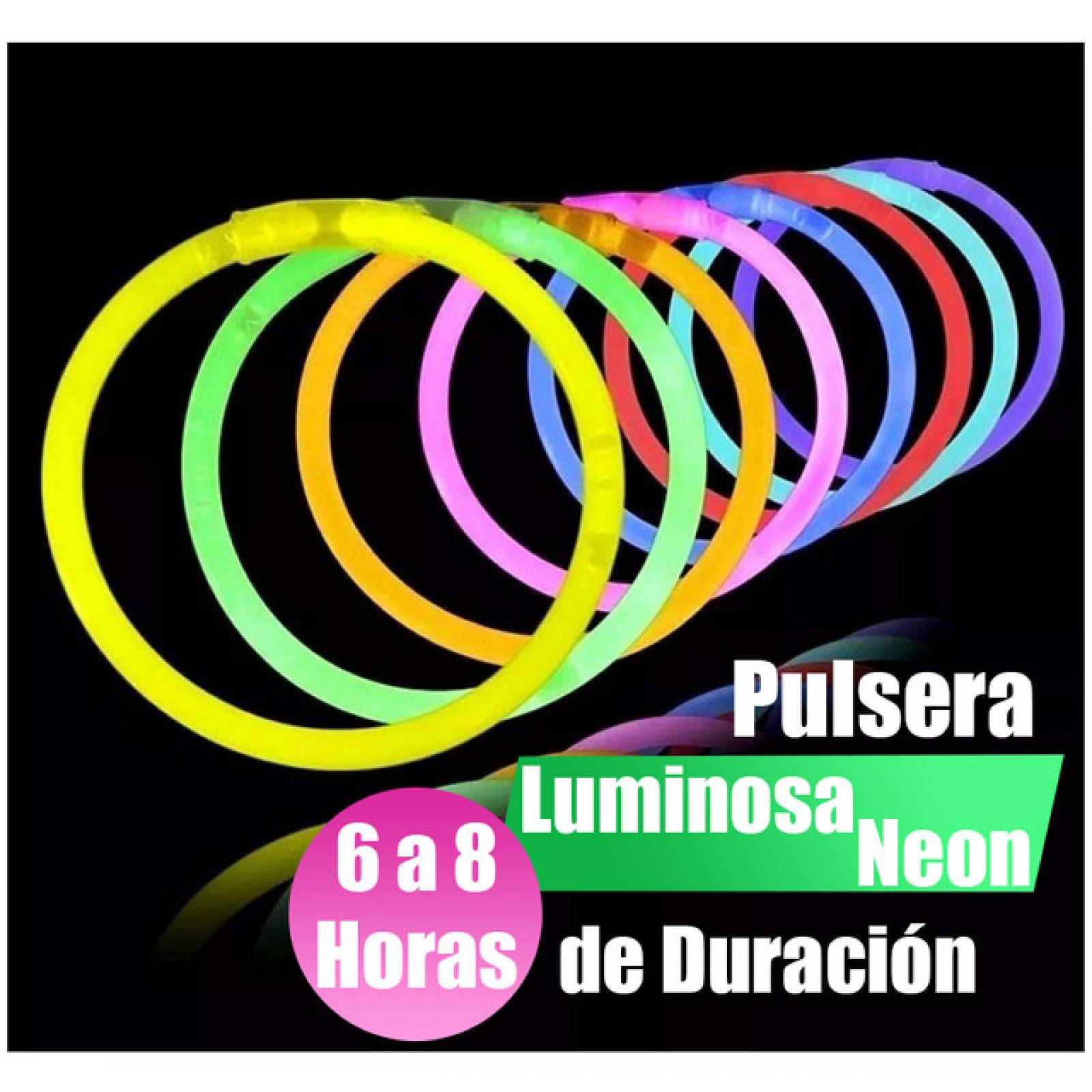 Pulsera Neon Glow Cyalume50 Piezas Animación Batucada Fiesta