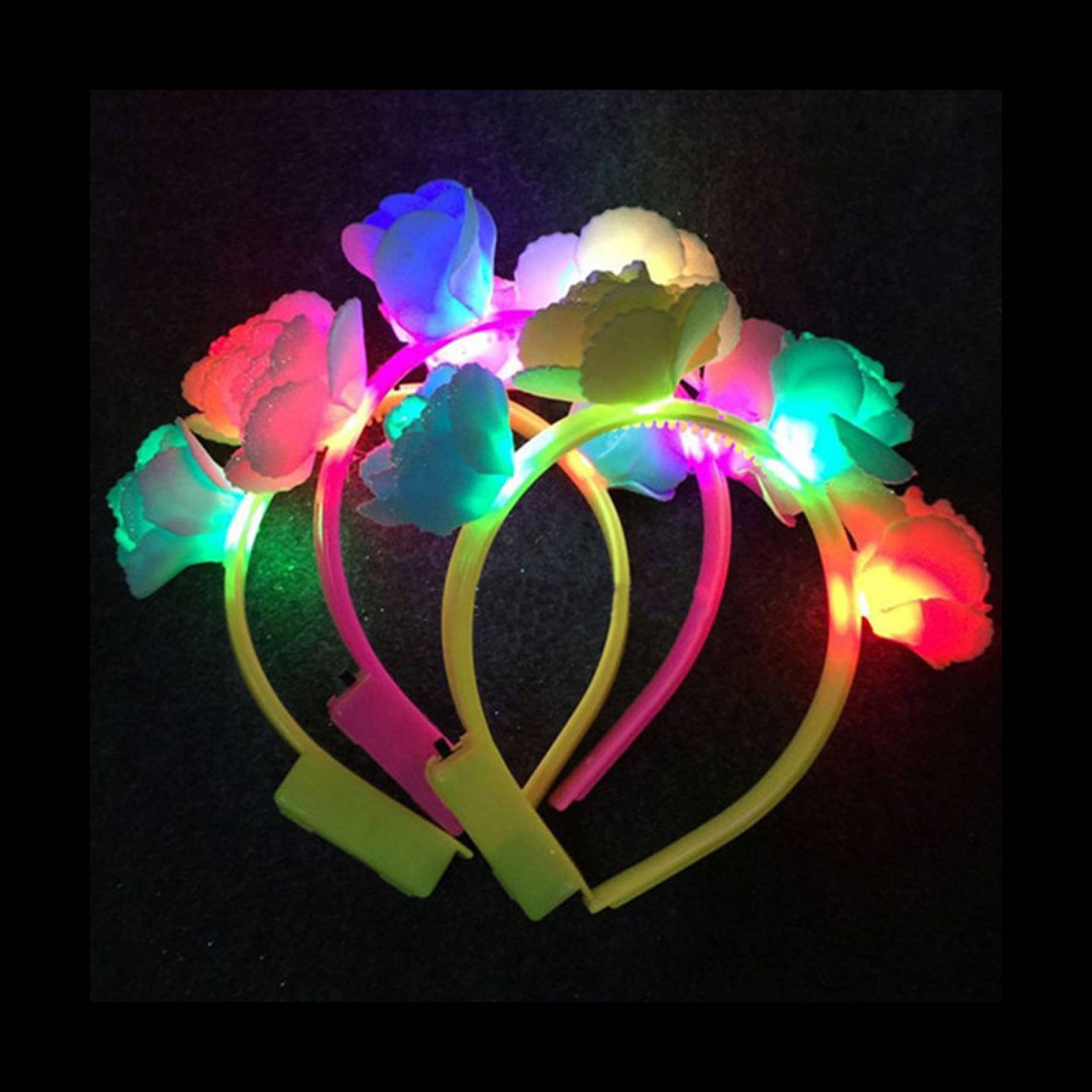 Diadema Flores Foami Luminosa Led Multicolor