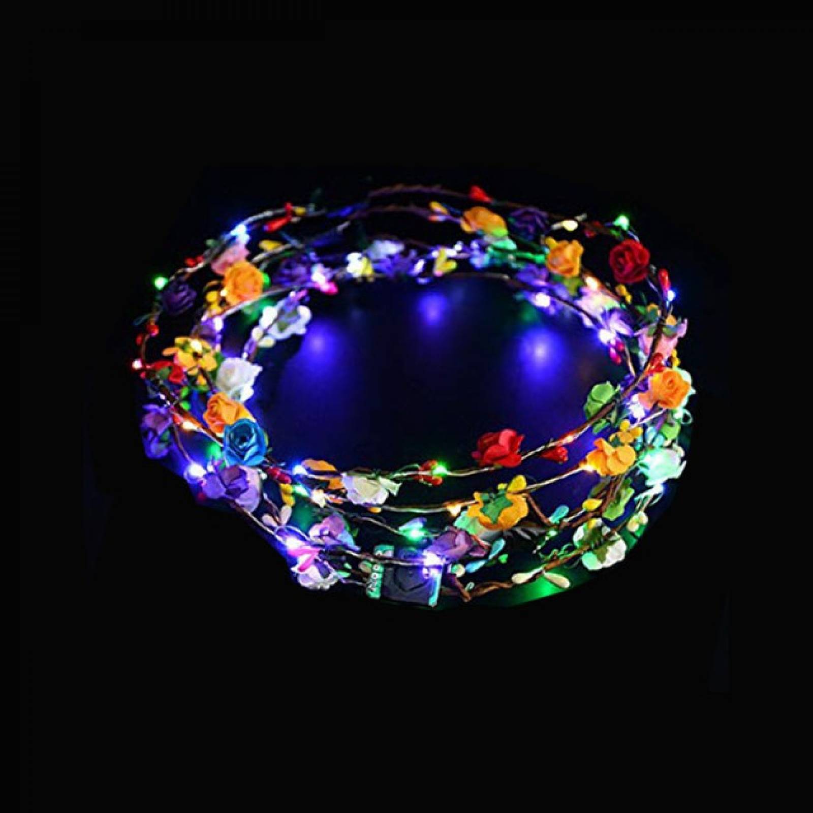 Diadema Corona Flores Luminosa Led Tiara Fiesta