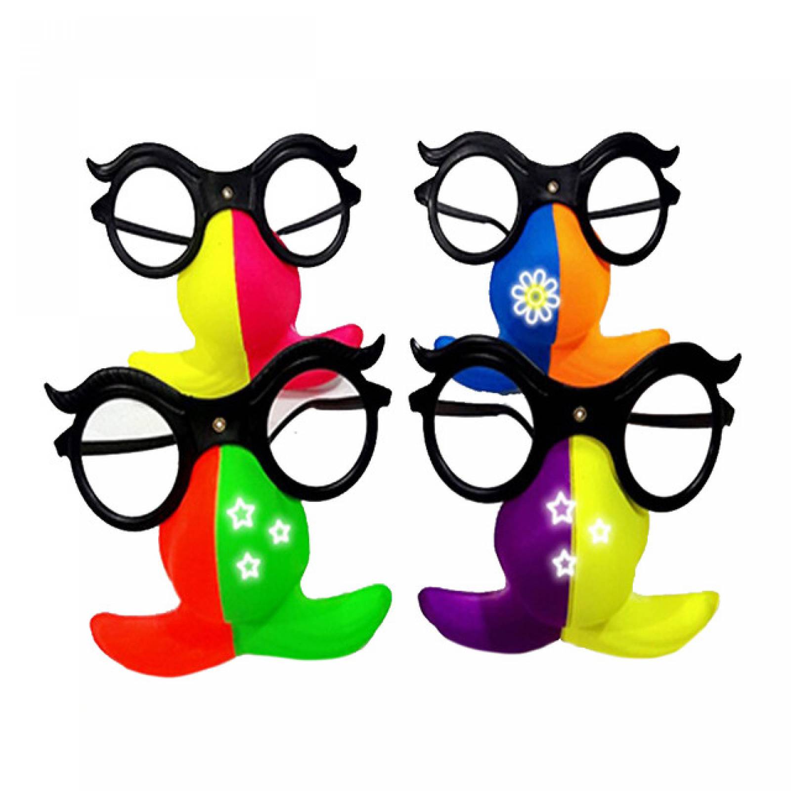 Lente Con Nariz Graciosa Disfraz Neon Fiestas Eventos 10 Pzs
