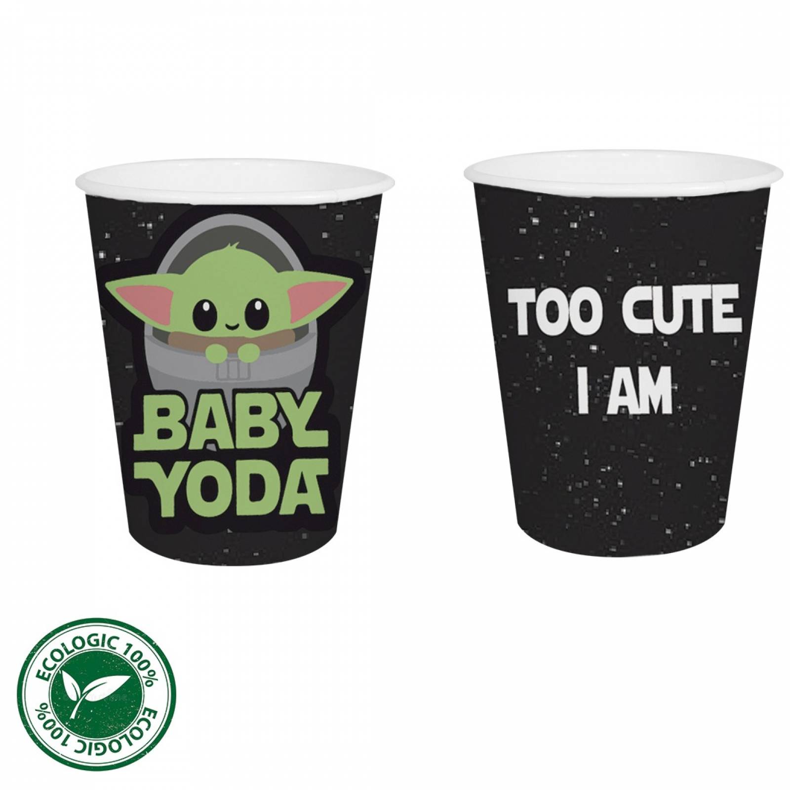 Vaso Personalizado Fiesta Infantil Baby Yoda Ecologico 12pzs