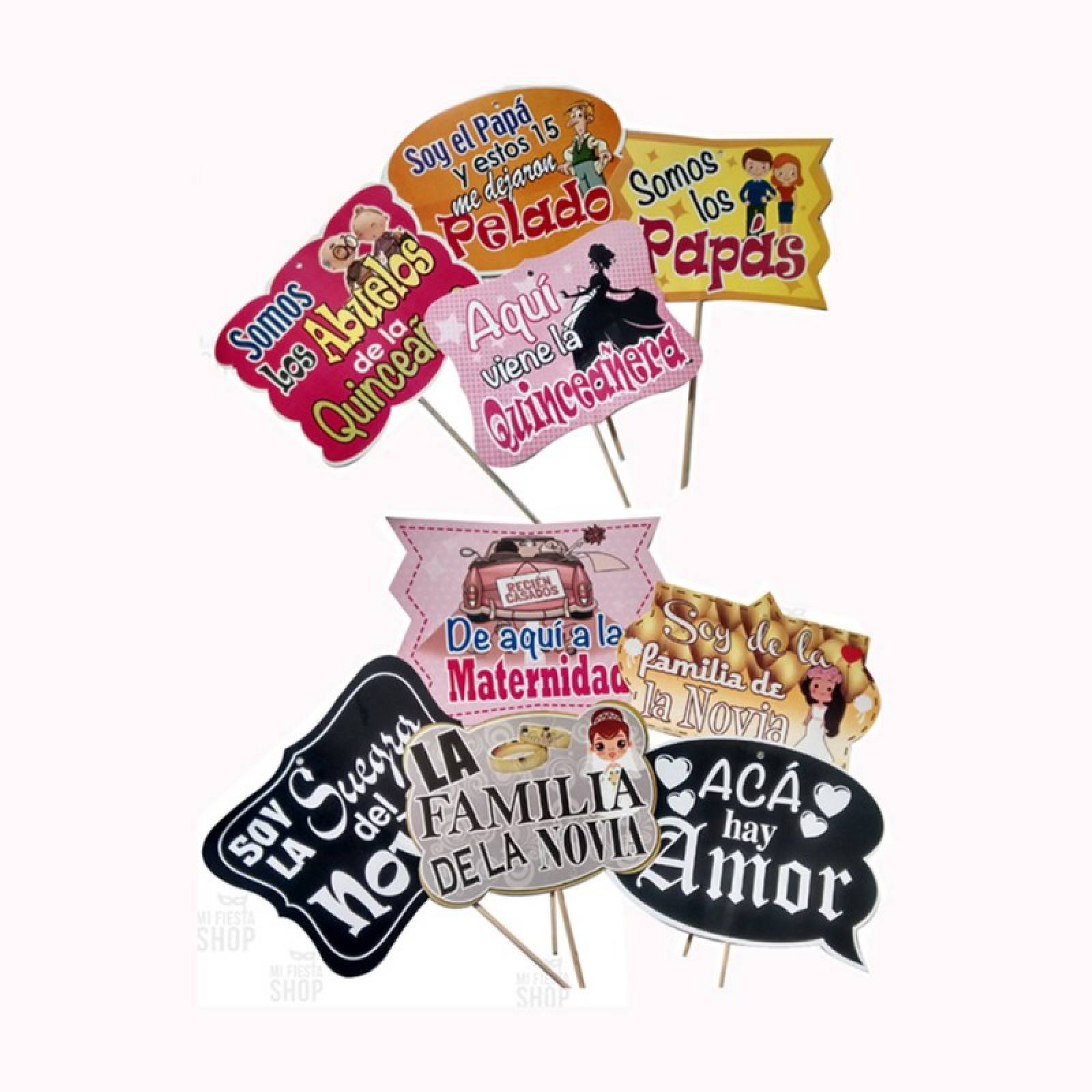 Letreros Foto Divertidos Fiestas Cumpleaños Selfie 10 Piezas