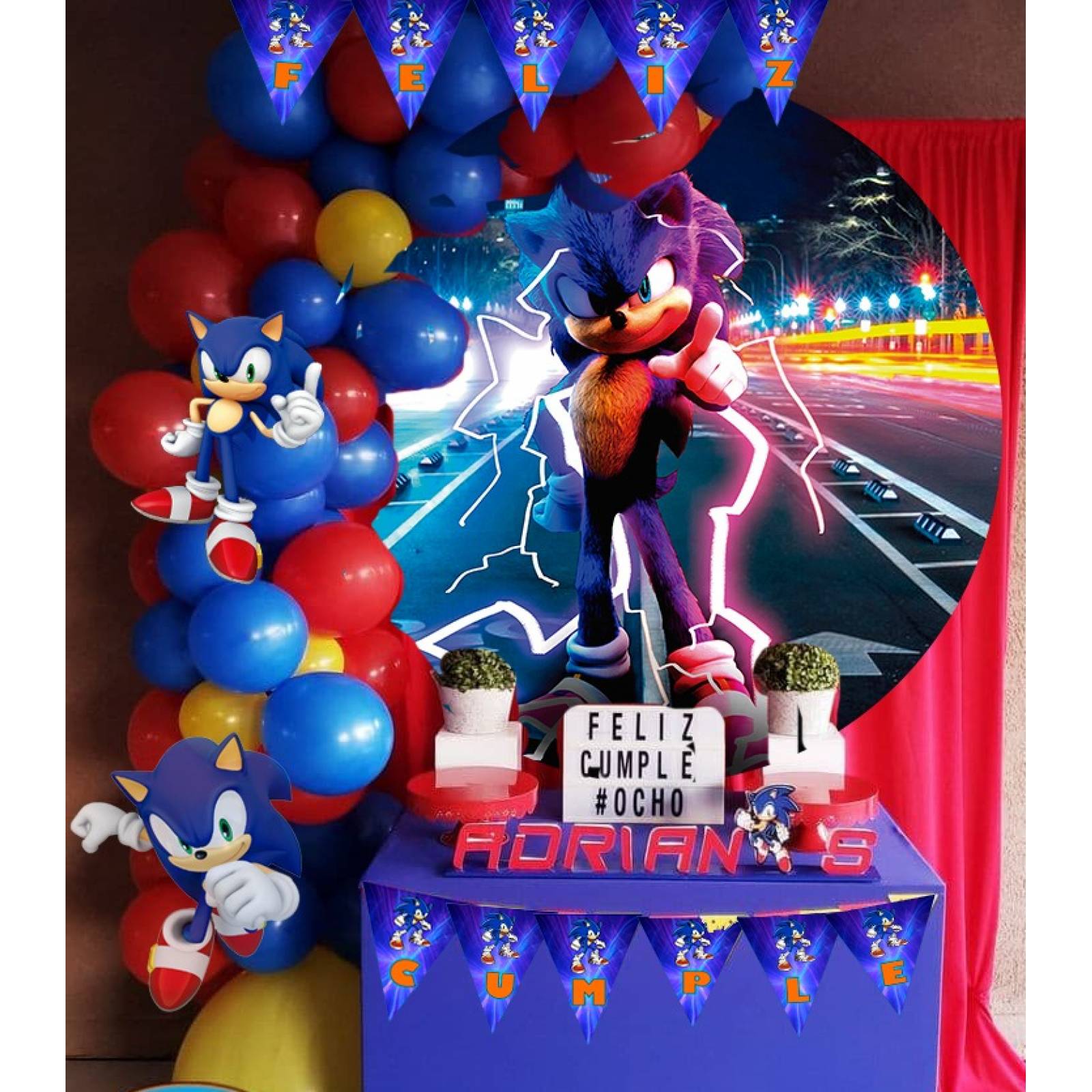 Kit Decoracion Set Globos Cumpleaños Fiesta Tematica Sonic