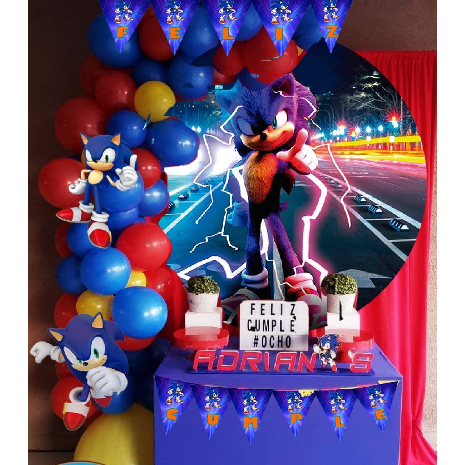 Combo Cumpleaños Kit Globos Sonic Decoración