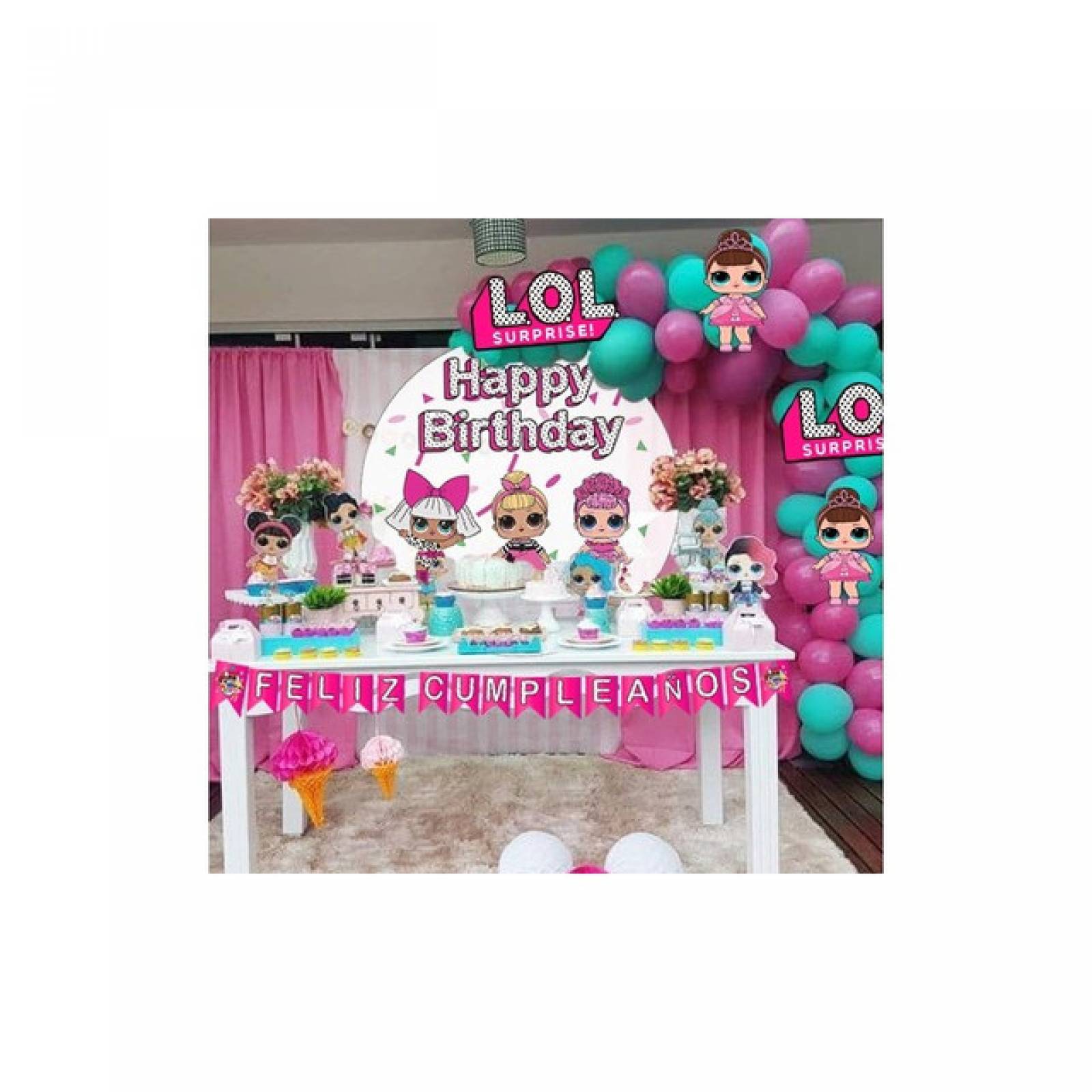 Kit Decoracion Set Globos Cumpleaños Fiesta Tematica LOL