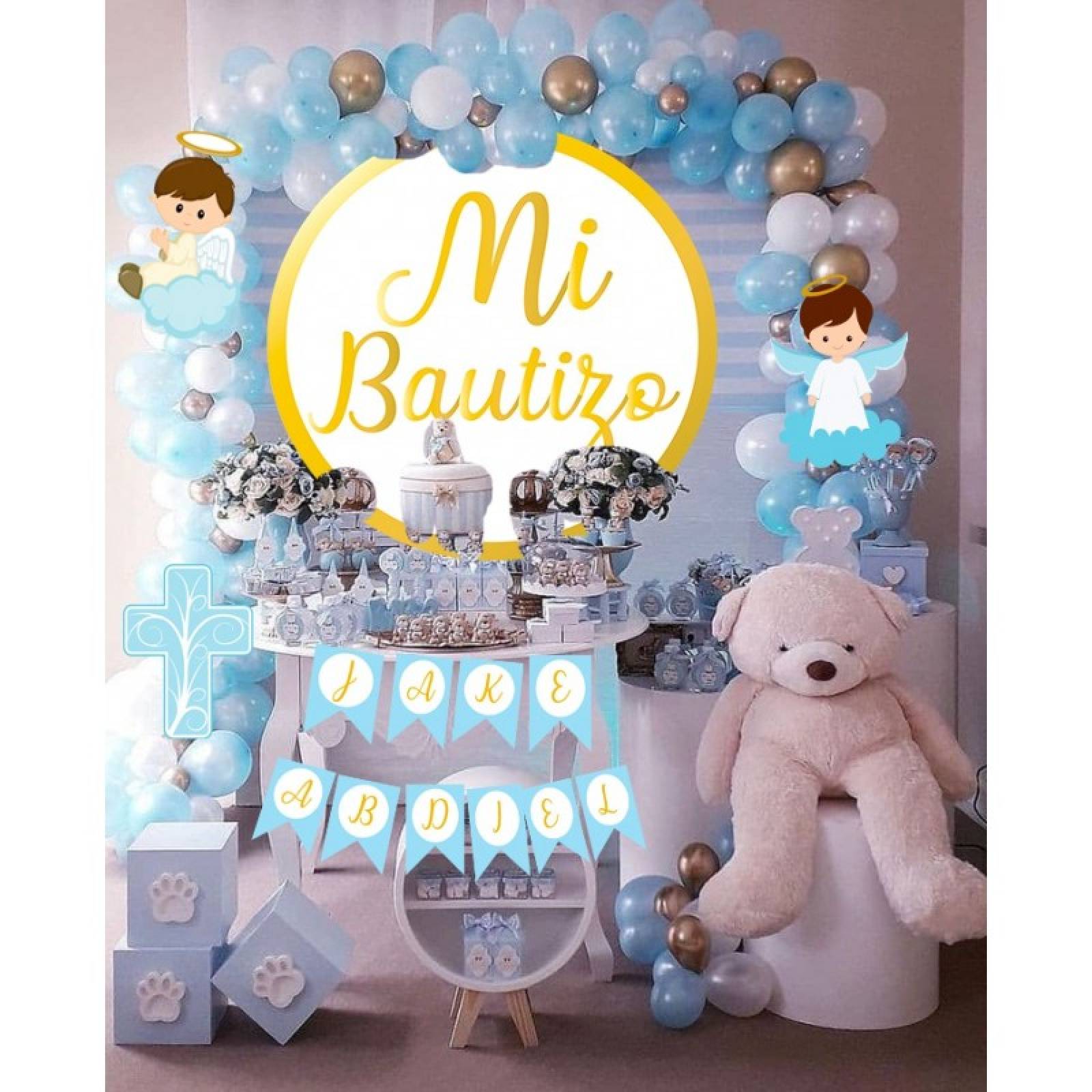 Kit Decoracion Set Globos Bautizo Fiesta