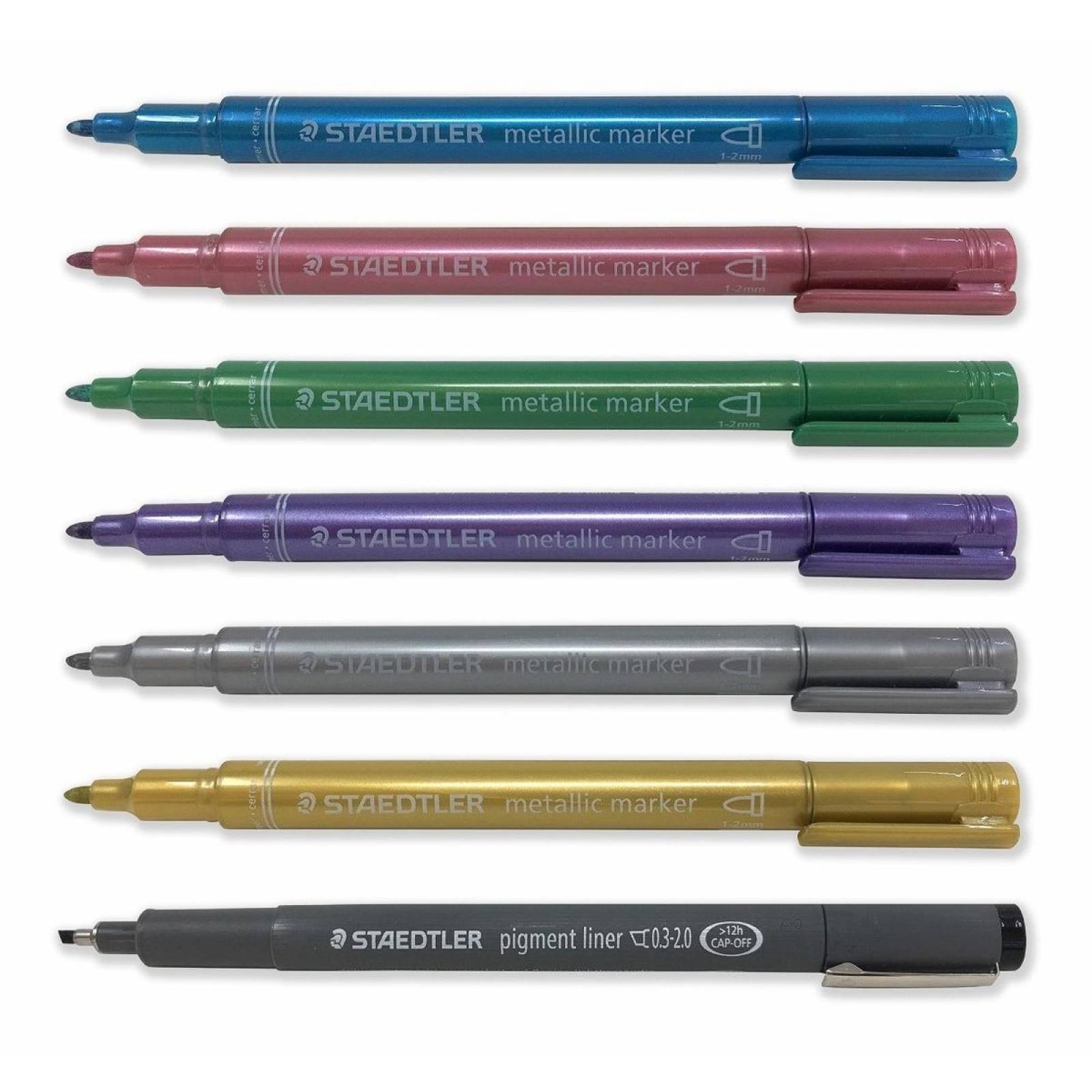 Set de Seis Rotuladores con Fineliner y Paquete de Hojas Negras 