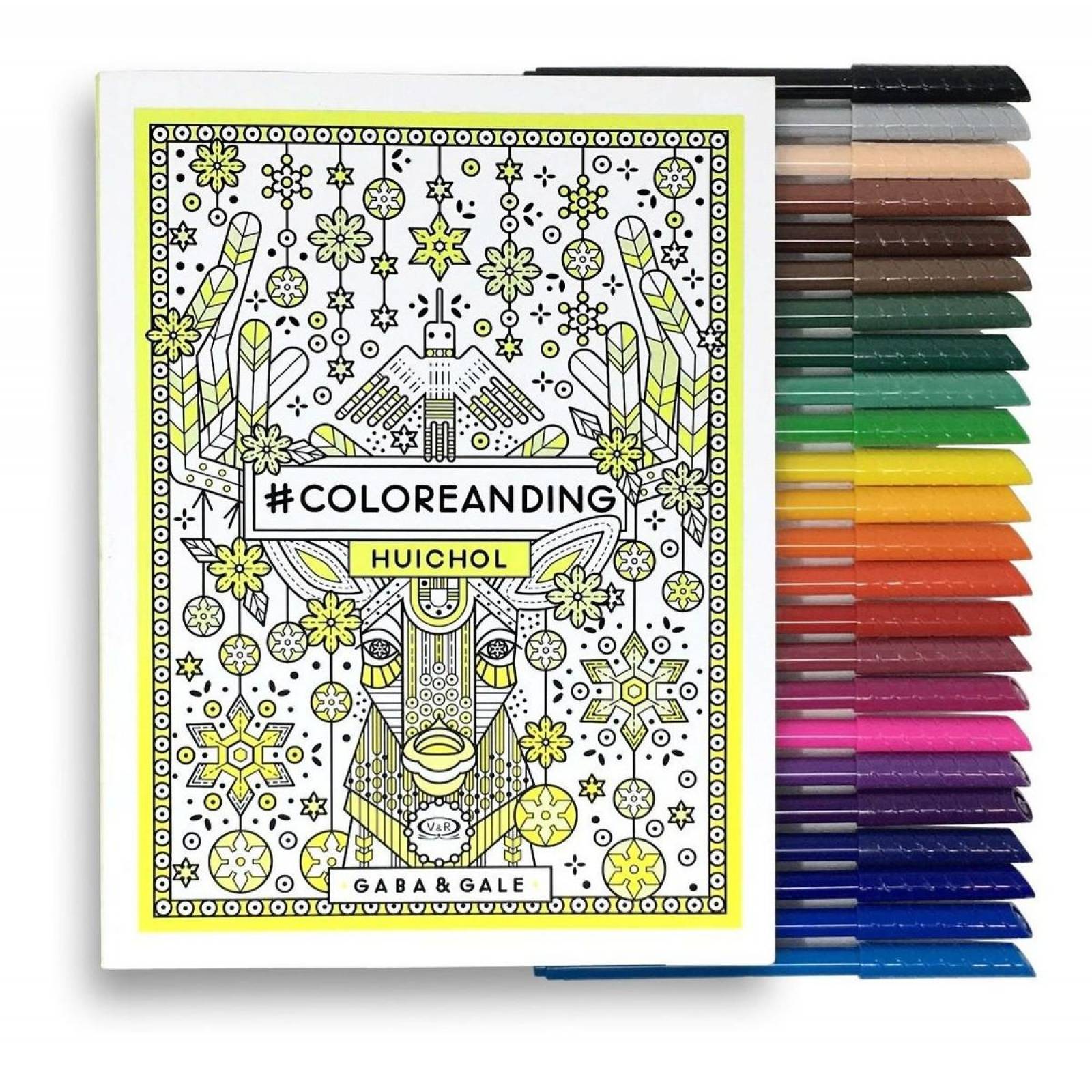 #Coloreandig Huichol Con 24 Plumones Punta Cónica Kores 