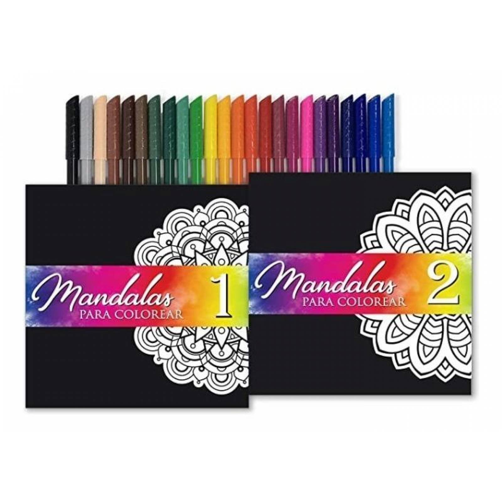 2 Blocks de Mandalas Altamira para Colorear Y 24 Plumones Punta Cónica