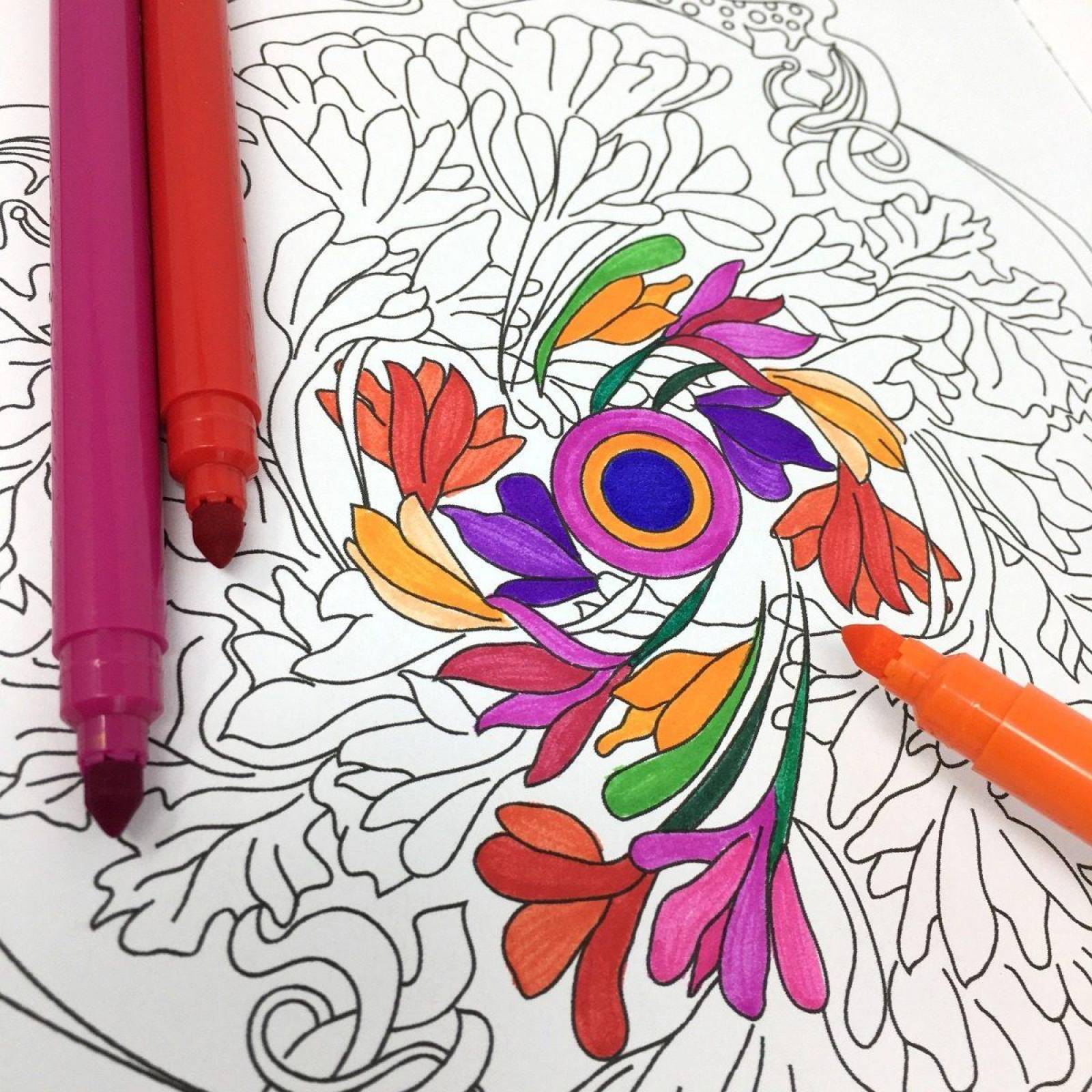 Block de Mandalas coloreables Arte Japonés Y Art Nouveau incluyen 24 Plumones 