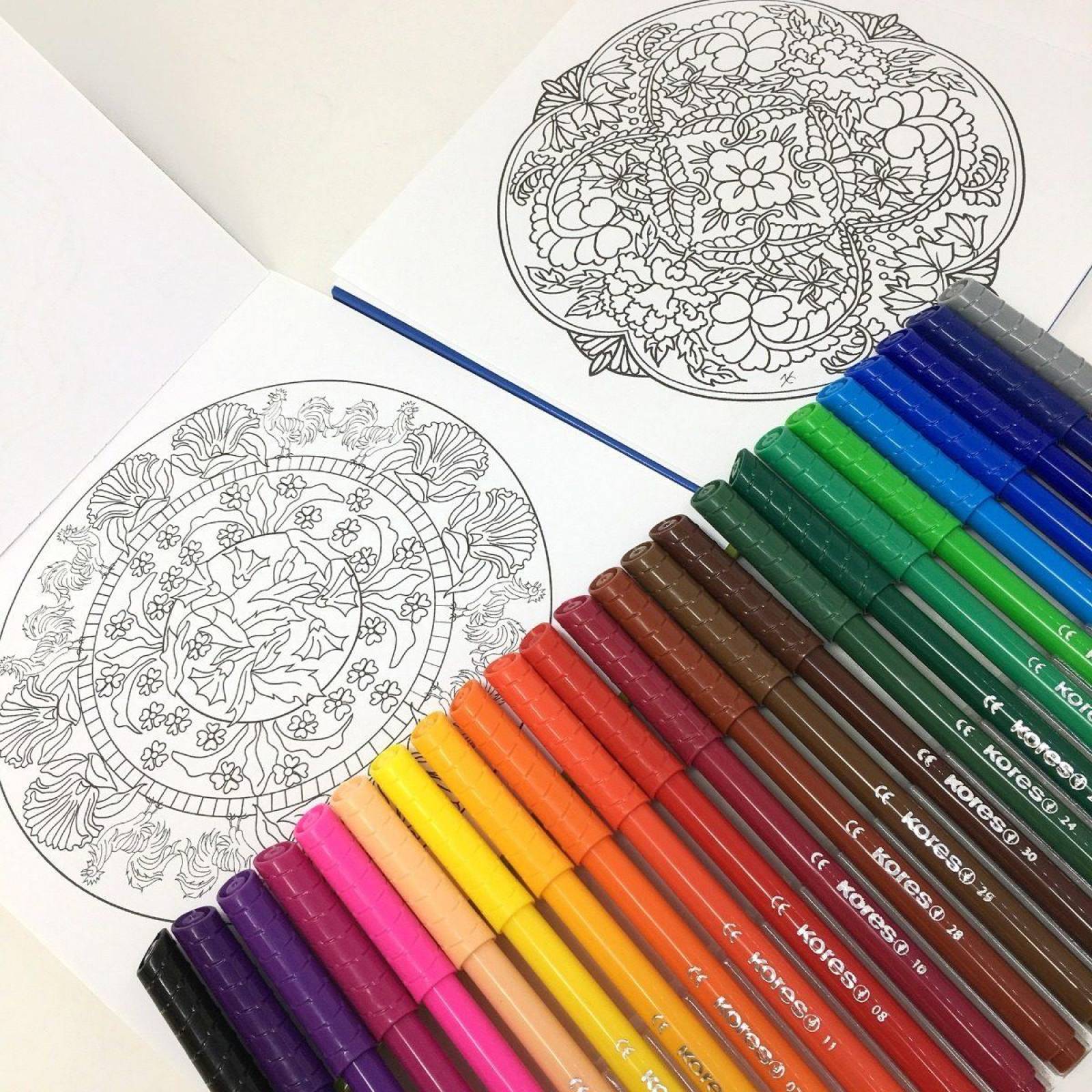 Block de Mandalas coloreables Arte Japonés Y Art Nouveau incluyen 24 Plumones 