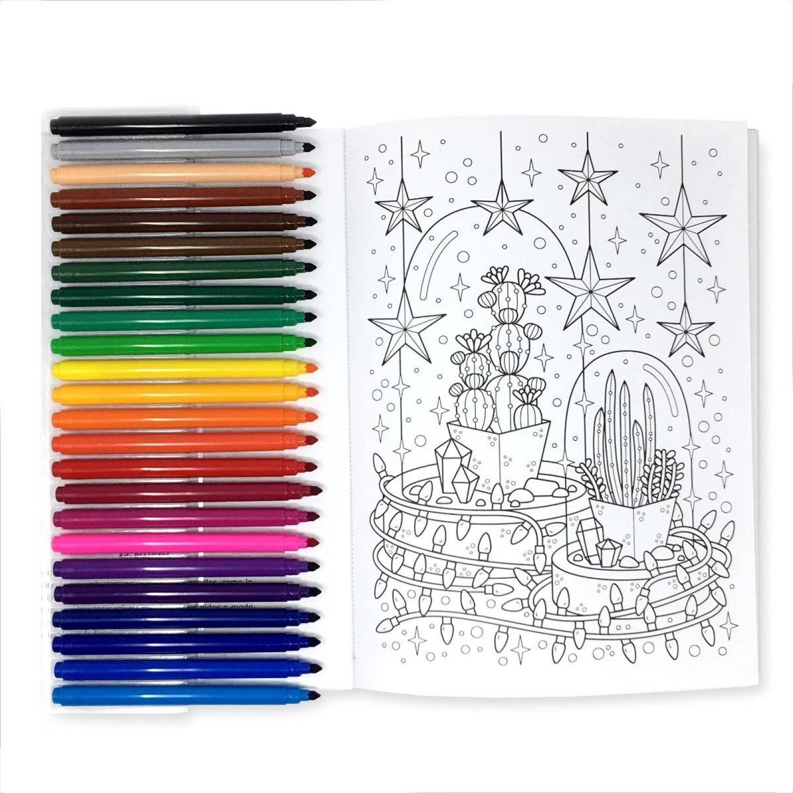 #Coloreandig Cactus Y Suculentas Con 24 Plumones Kores 