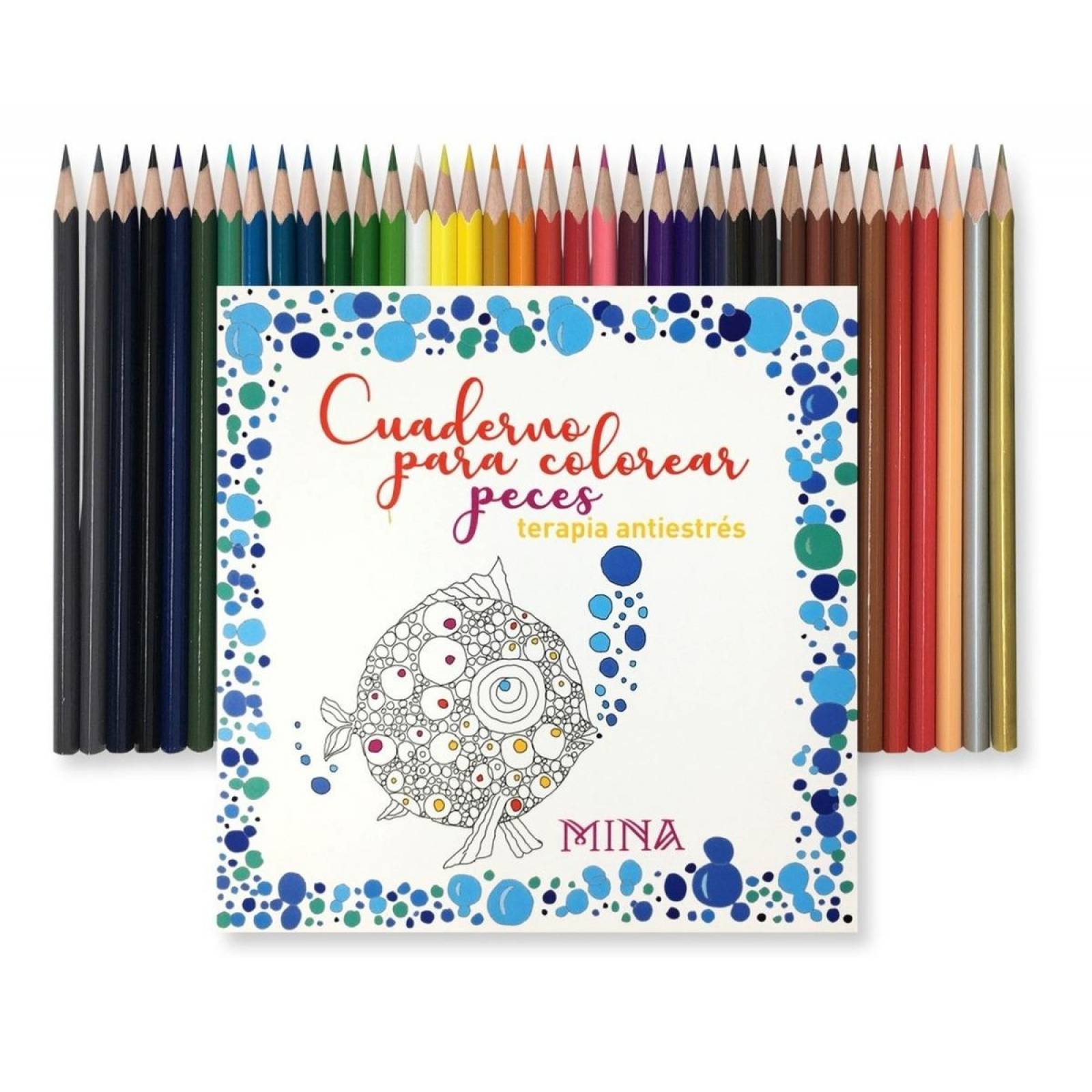 Cuaderno Para Colorear Peces Con 36 Colores De Madera Kores 