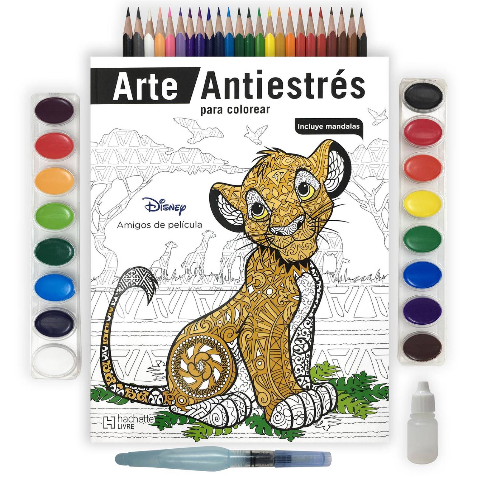 Libro Para Colorear Arte Antiestrés Amigos de Película, Lápices de color Acuarelables Y Acuarelas de 
