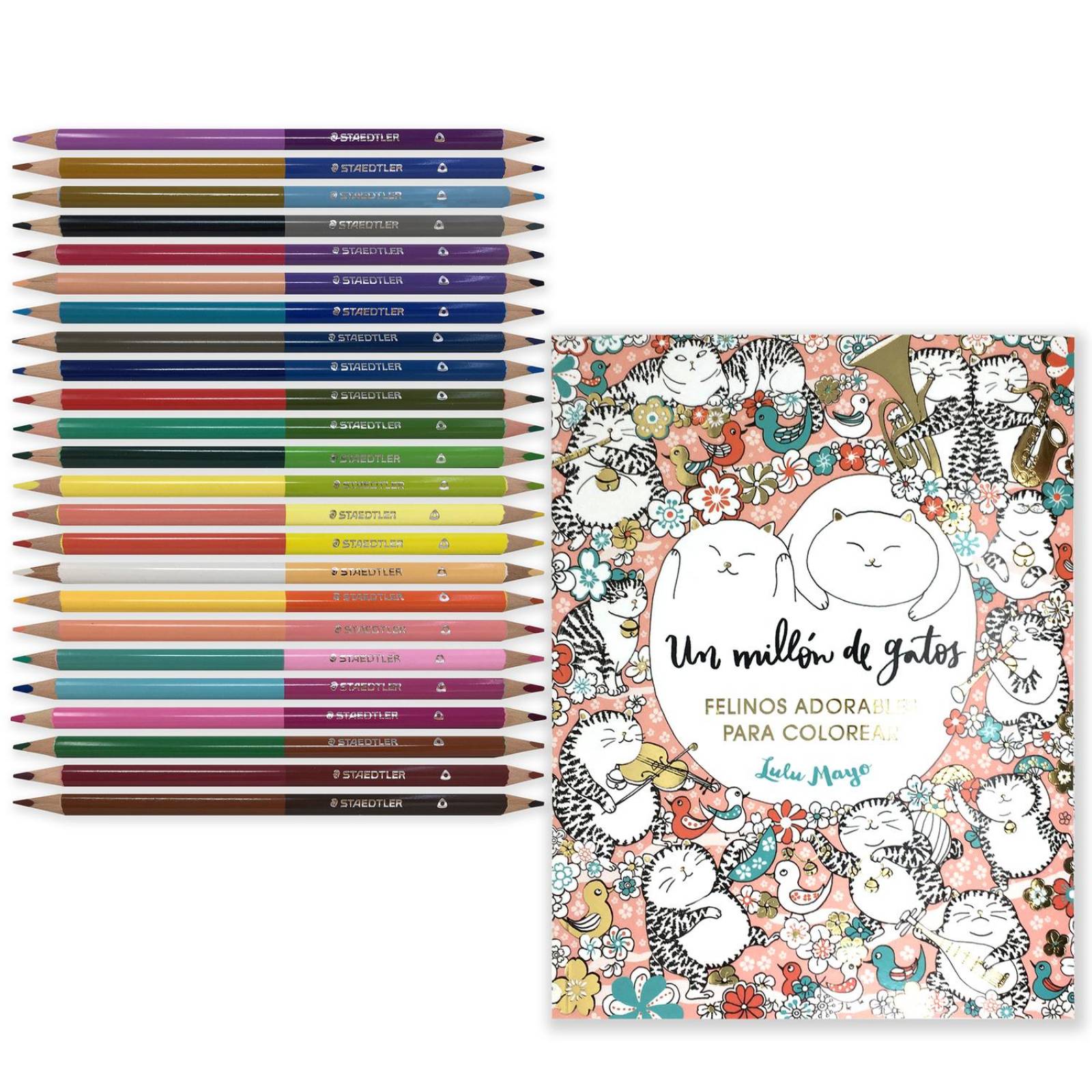 Libro Para Colorear Un Millón de Gatos con Colores de Madera 24x2 