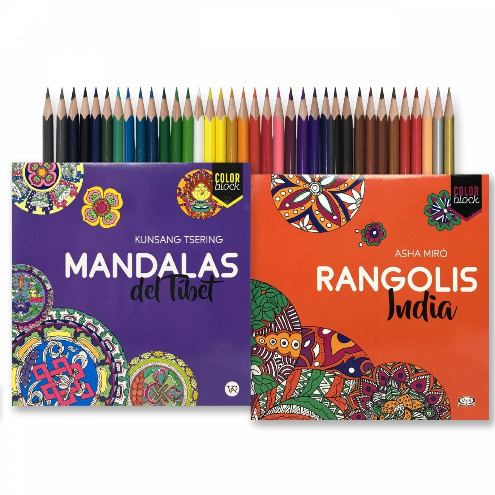 Set de Mandalas para Colorear Tibet e India con Juego de Colores 