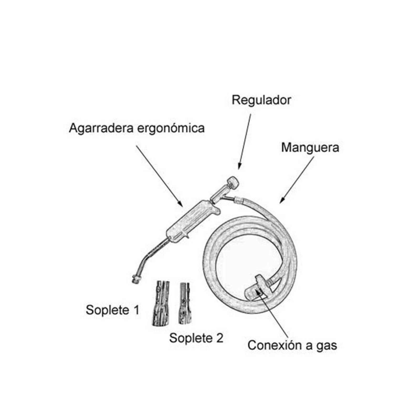 Soplete gas lp 2 boquillas flamineta ingusa soldar 