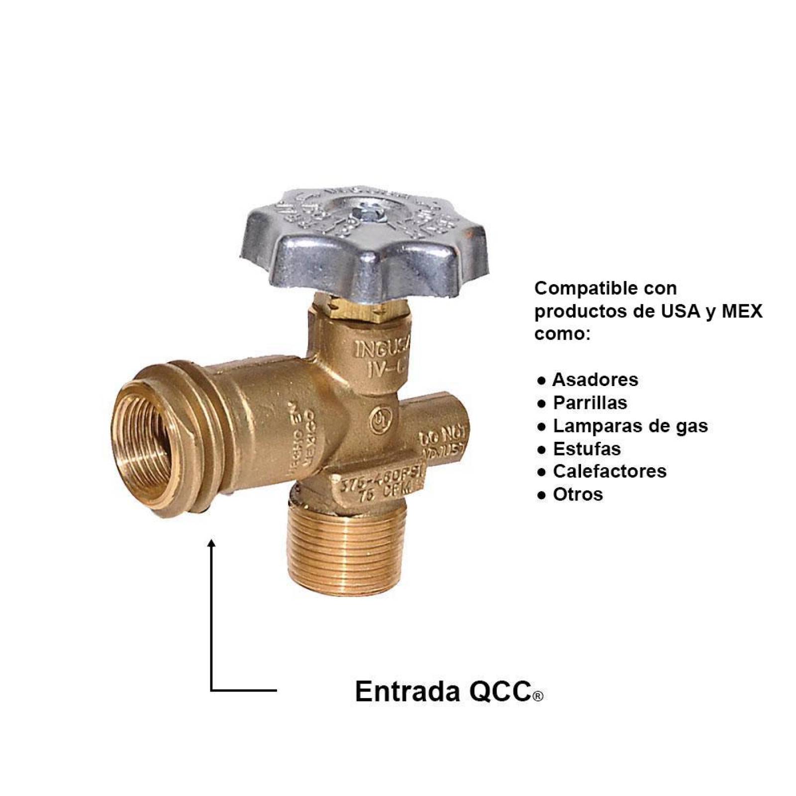 Cilindro para gas lp 20lbs portatil válvula qcc americana 