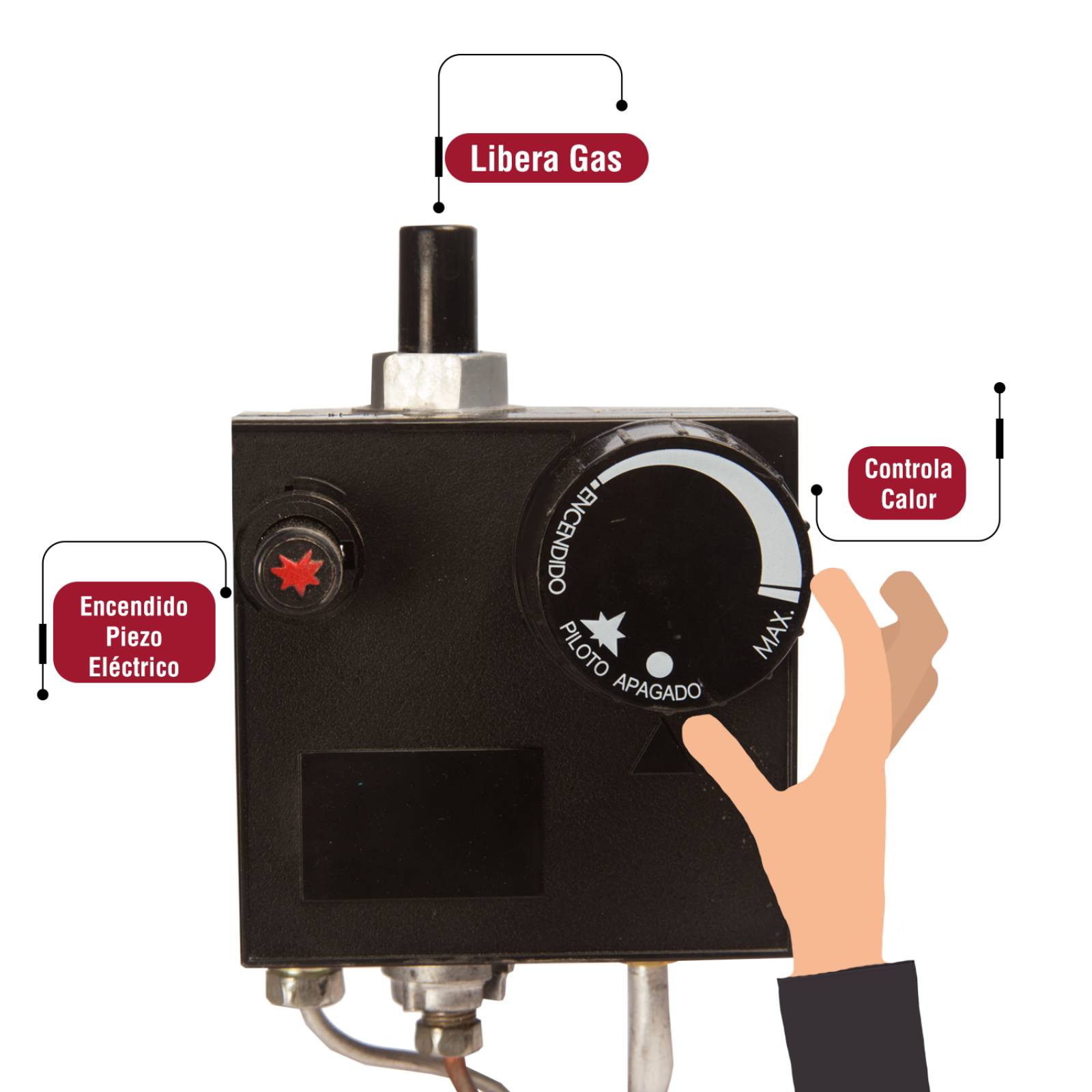 Boiler deposito gas lp 60l 2.5 servicios encendido piezoeléctrico guardian