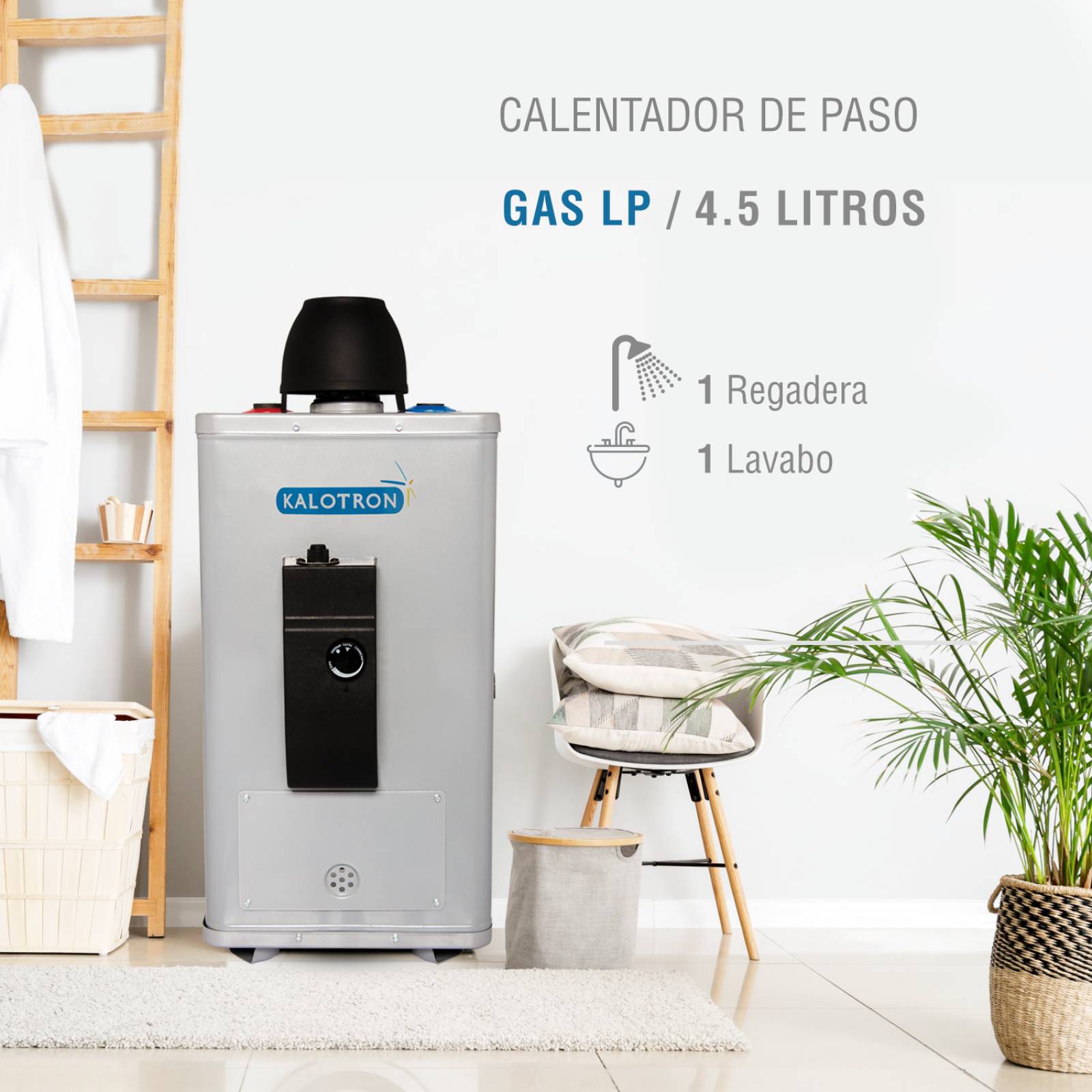 Boiler de paso gas lp 4.5l 1.5 servicios encendido electrico kalotron 