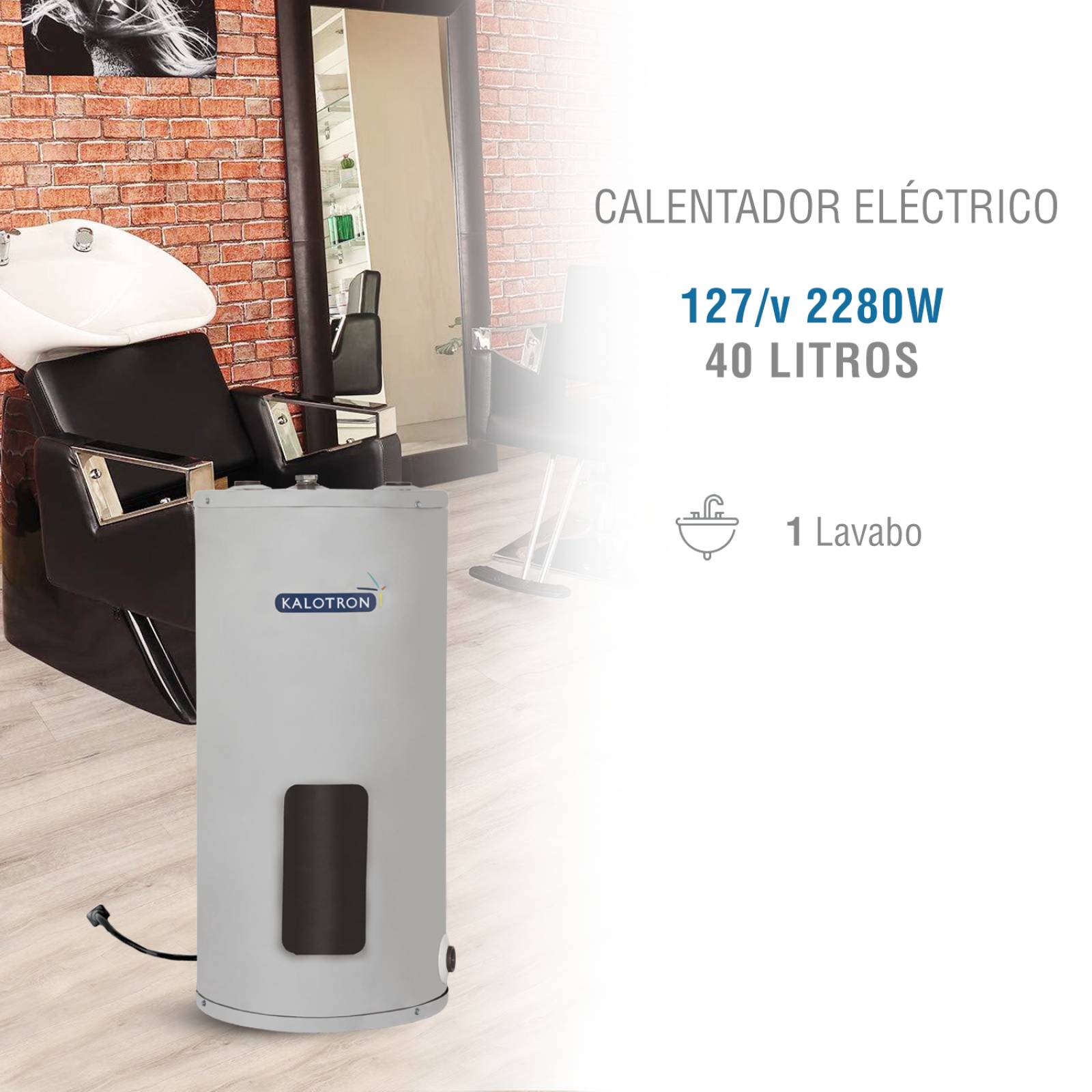 Calentador electrico 40l para 1 regadera 127v 2280w kalotron 