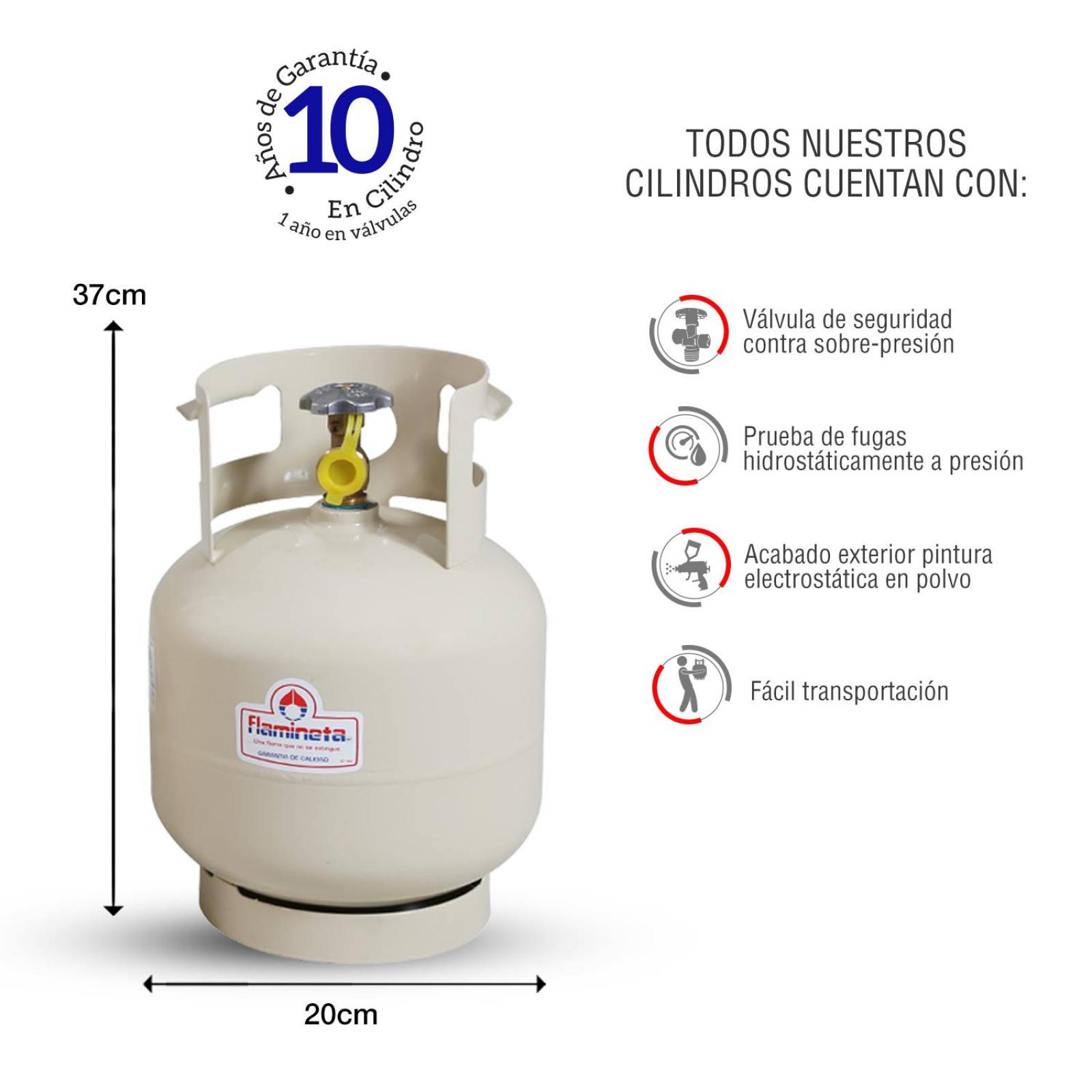 Tanque de gas lp de 4 kgs portatil cilindro flamineta ingusa