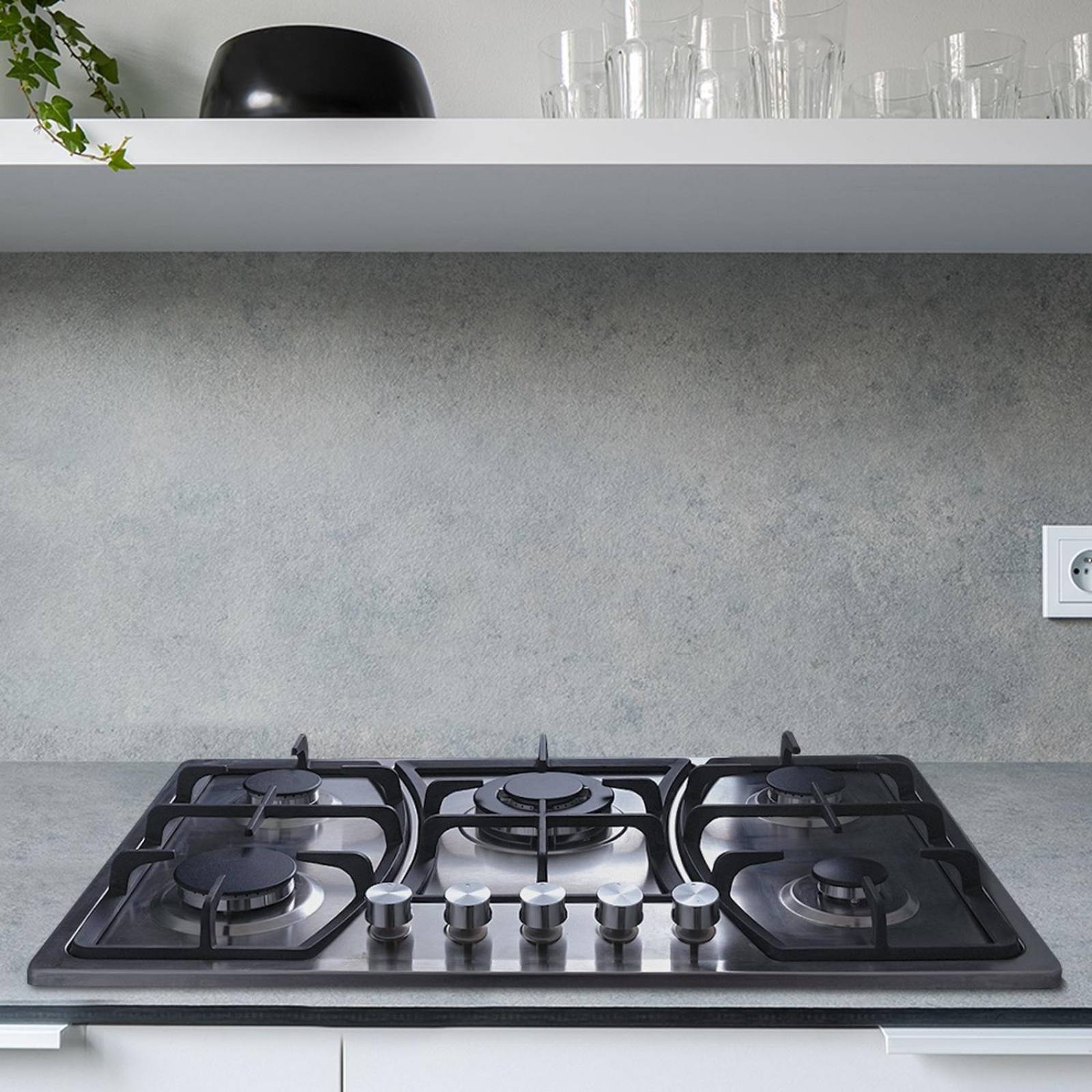 Parrilla a gas empotrable 5 quemadores acero inoxidable flamineta