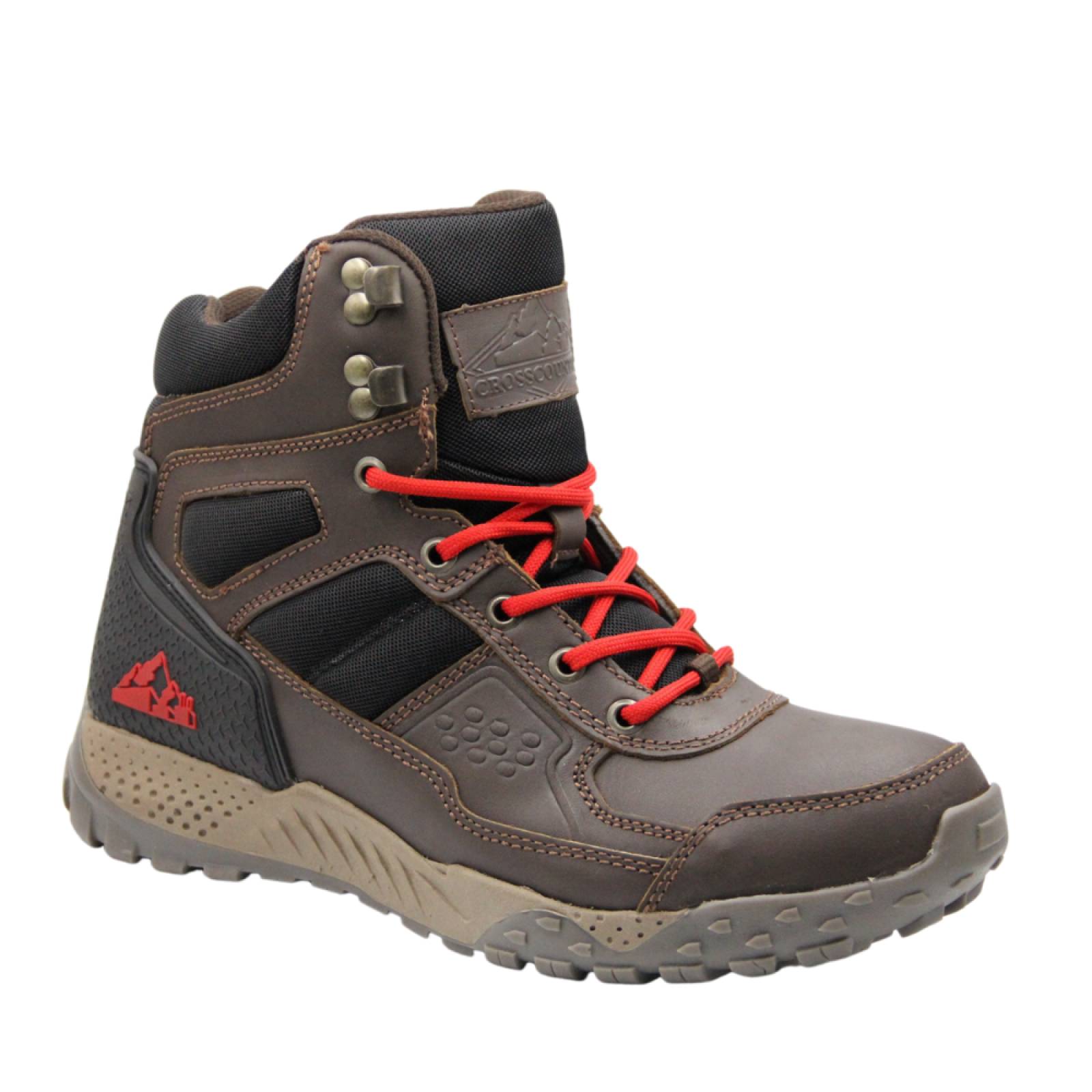 Botas hiking de piel para hombre color café oscuro