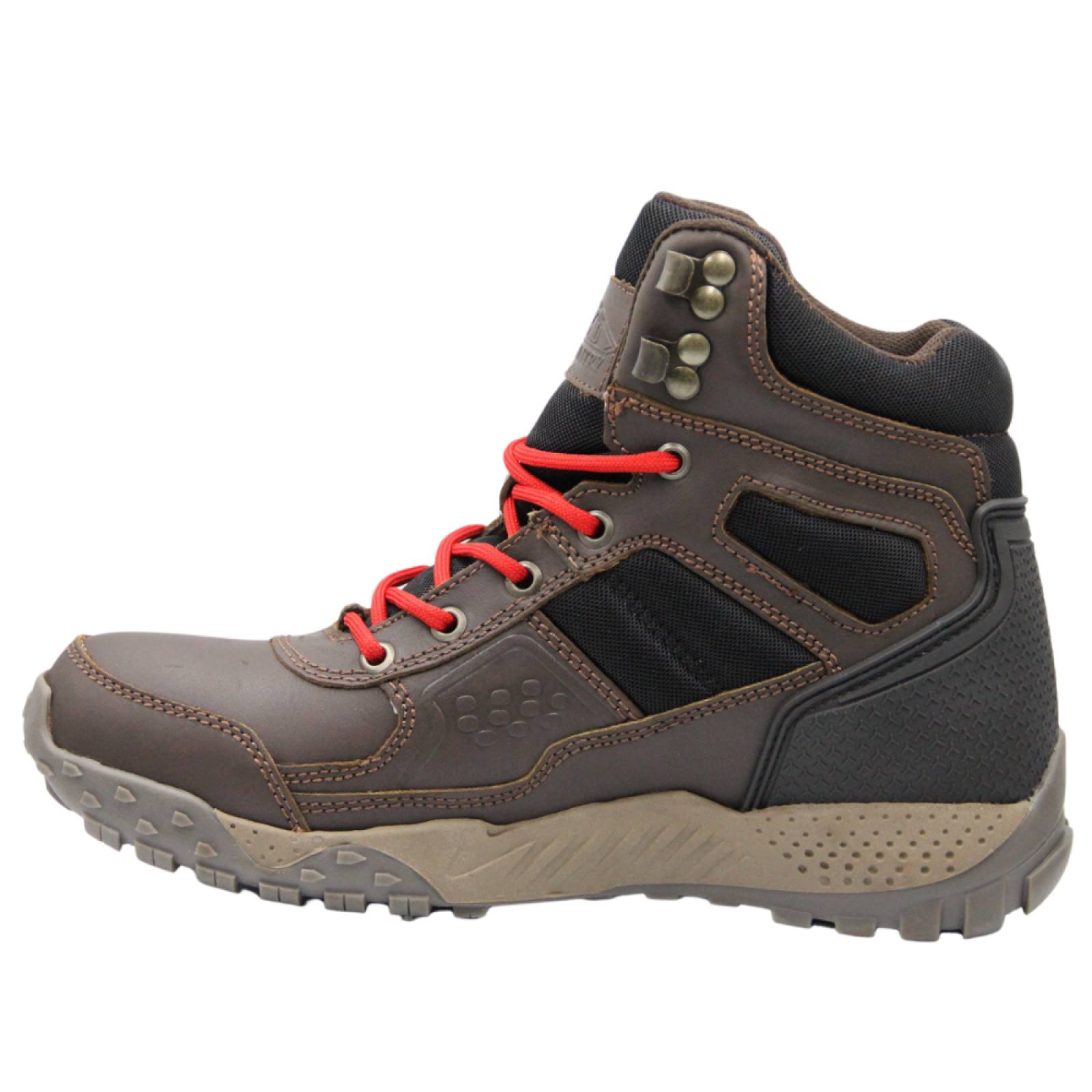 Botas hiking de piel para hombre color café oscuro