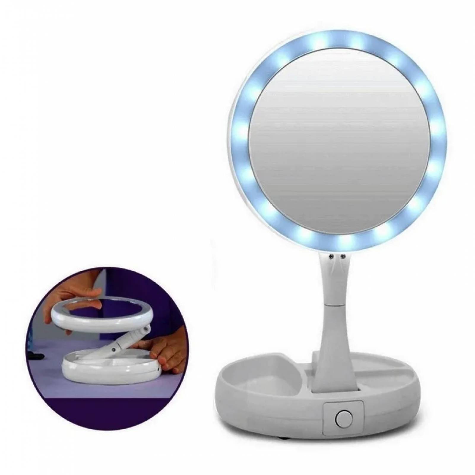 Espejo Luz Led Maquillaje Portatil Retractirl Carga Usb