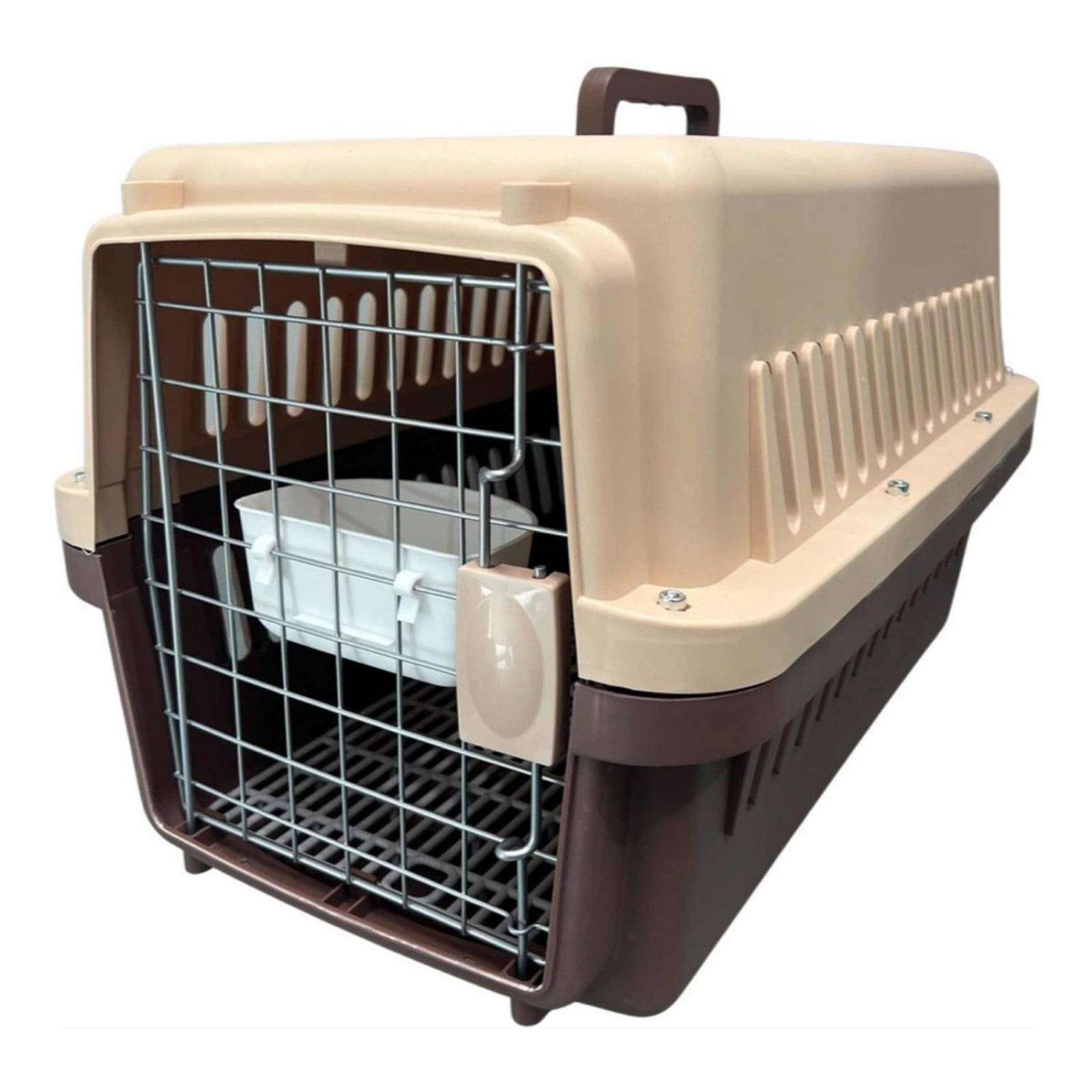 Transportadora Kennel Para Perros Y Gatos 48 X 32 X 30 Cm Café Chica
