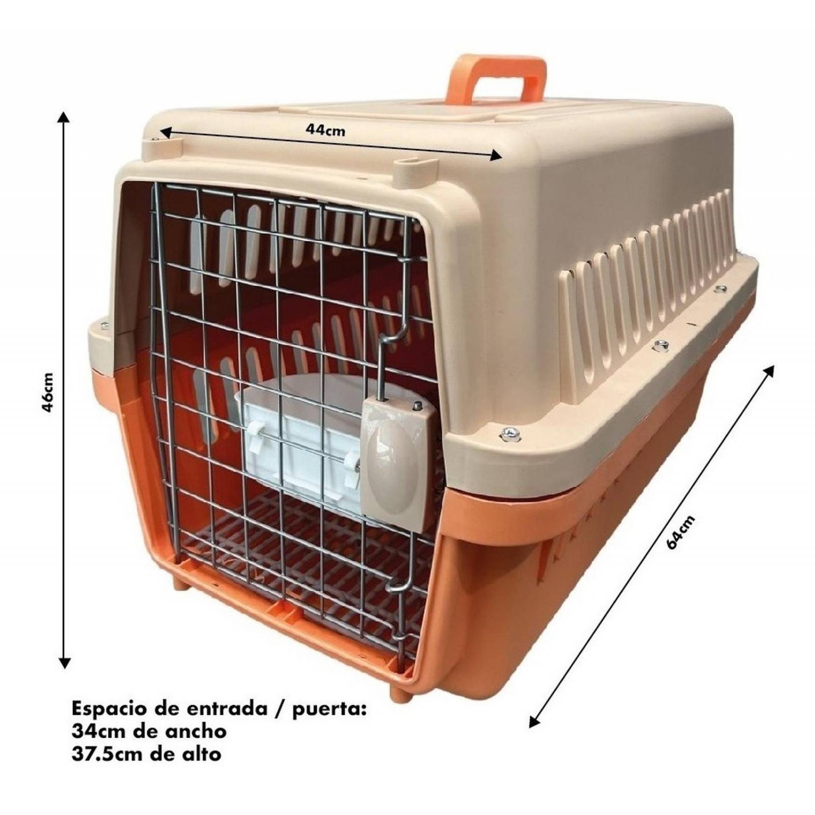 Transportadora Kennel Para Perros Y Gatos 64 X 46 X 44 Naranja Grande