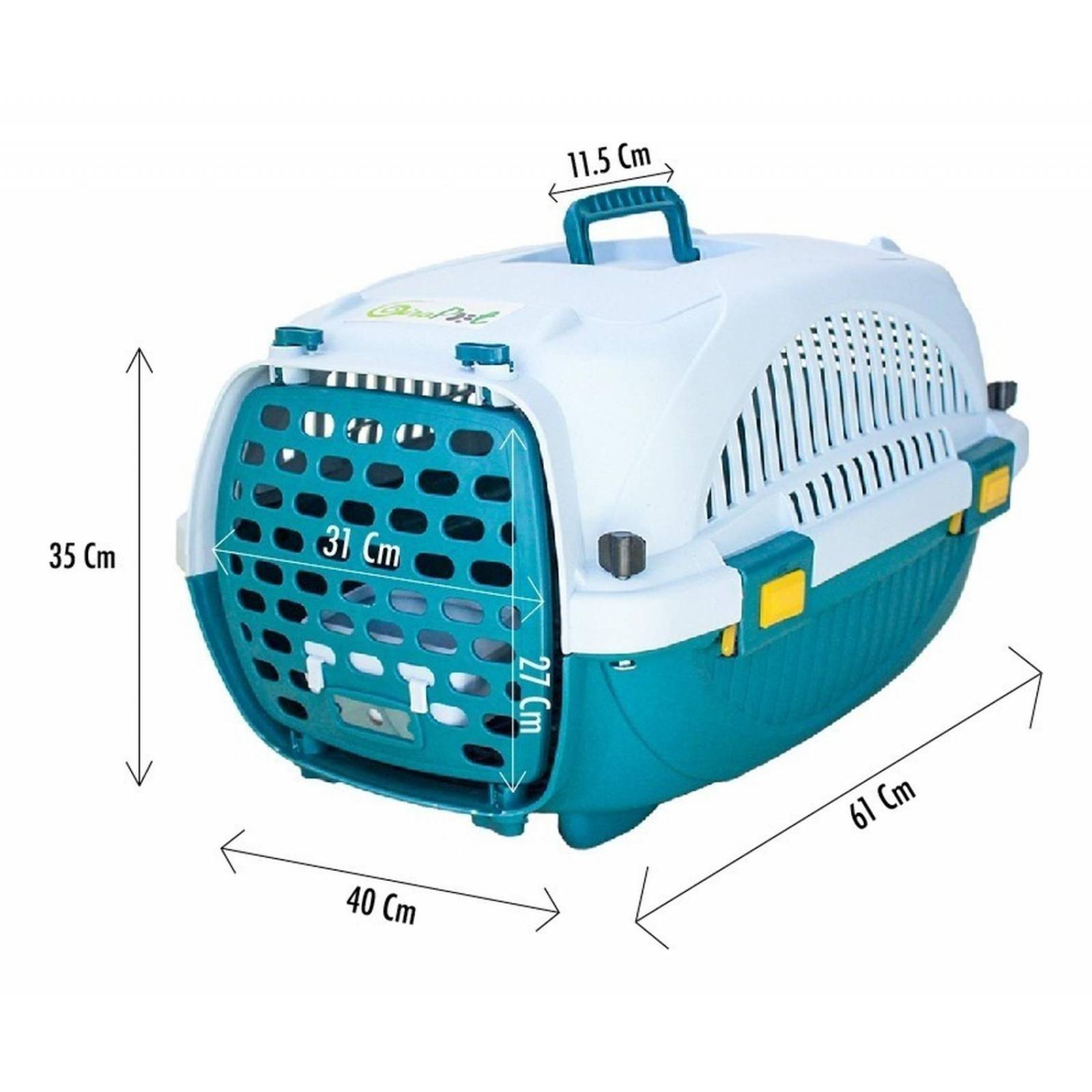 Transportadora Kennel Para Perros Y Gatos Mediano 61x35x40cm Azul Mediana