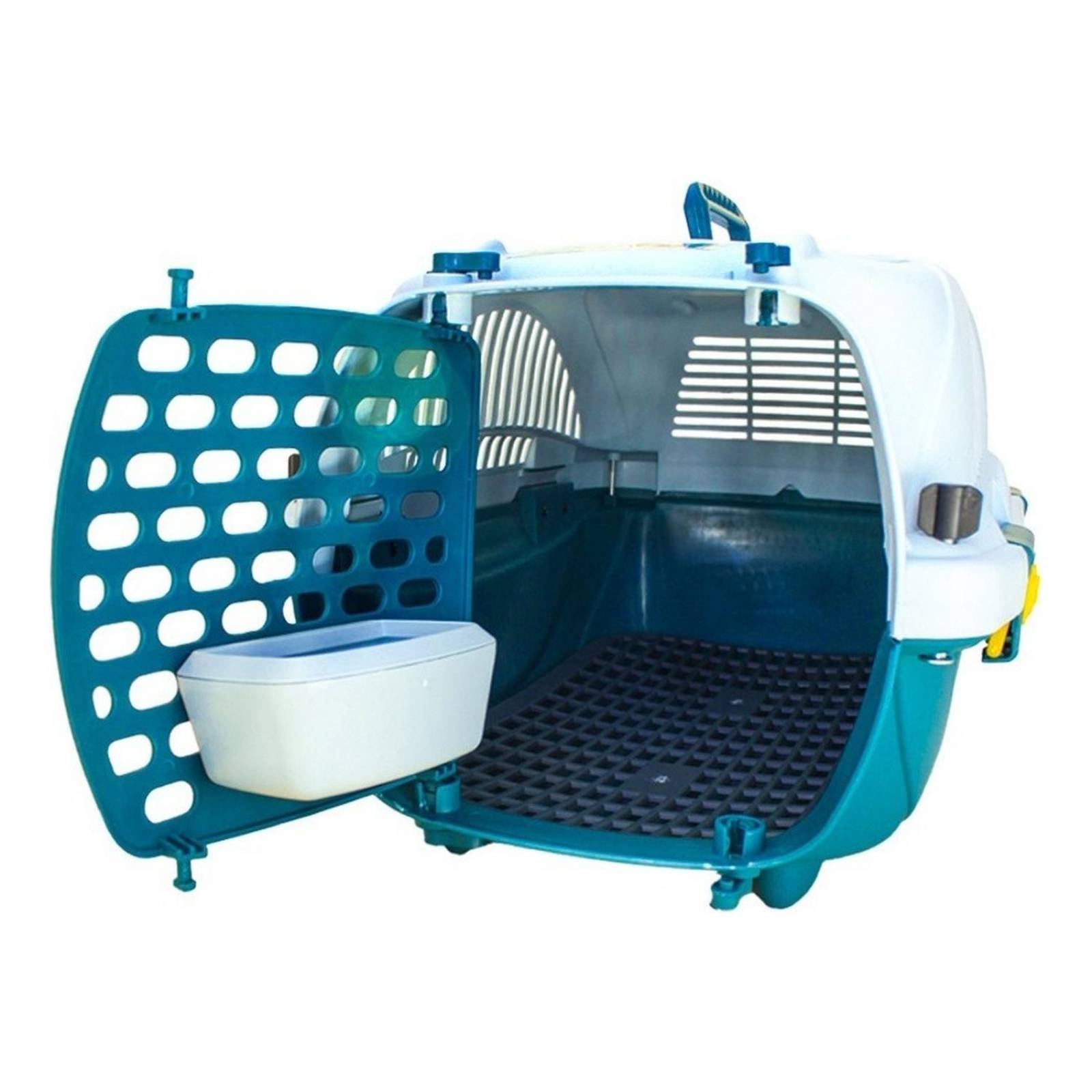 Transportadora Kennel Para Perros Y Gatos Mediano 61x35x40cm Azul Mediana