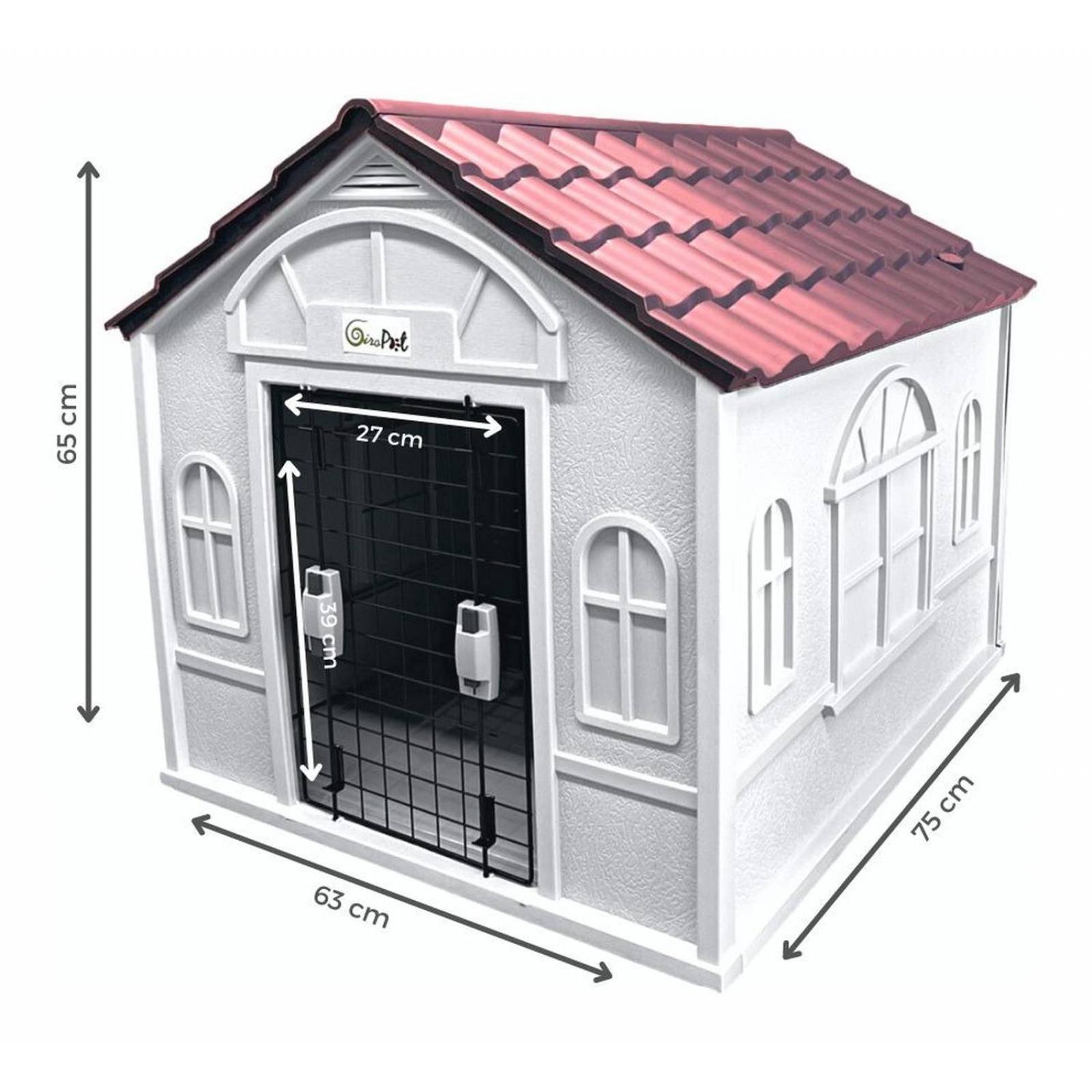 Casa Termica Para Perros Con Puerta Razas Pequeñas 75x63x65 Rojo Mediana