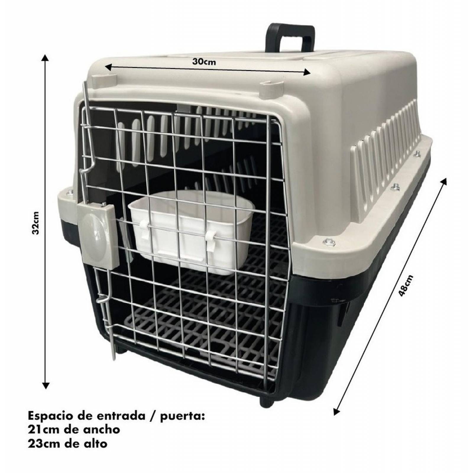 Transportadora Kennel Para Perros Y Gatos 48 X 32 X 30 Cm Negro Chica