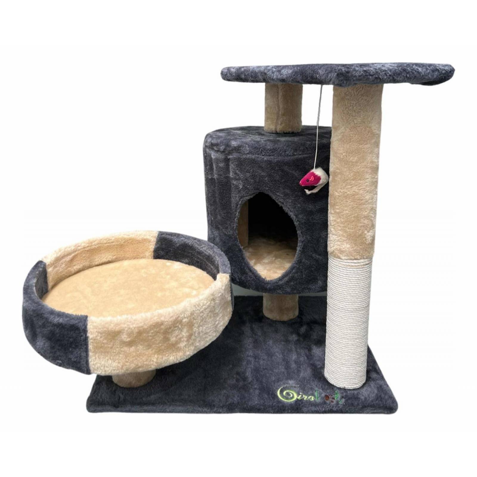 Torre Rascador Para Gatos Con Juguete 53cm Gris Mediana