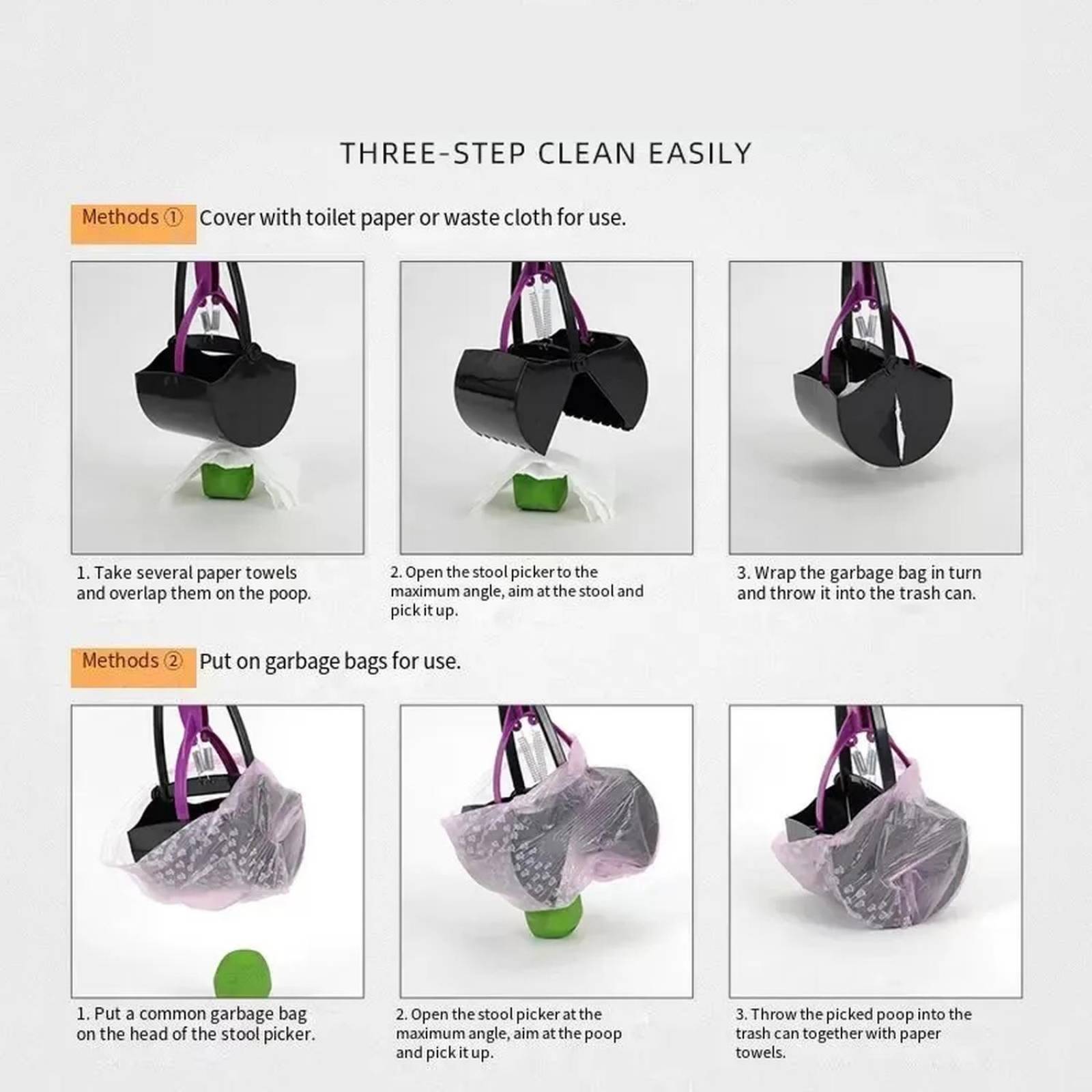 Pala Recolectora de Heces Popo de Mascotas 28cm Purpura Chico