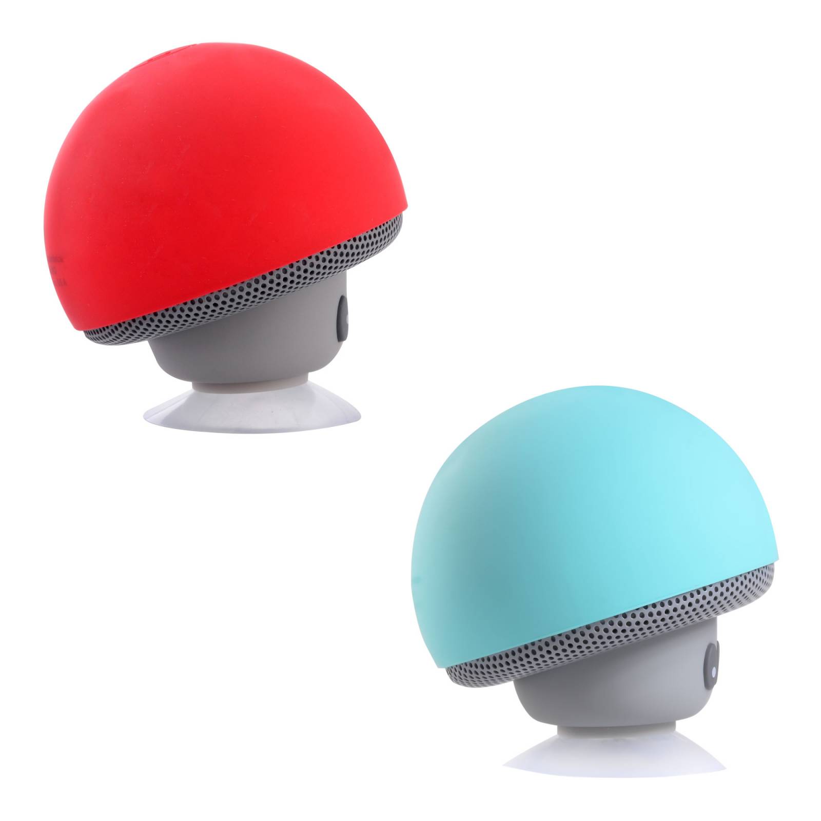 2 Bocinas MOBO Bluetooth Portátil Honguito Micrófono Integrado Color Rojo y Azul