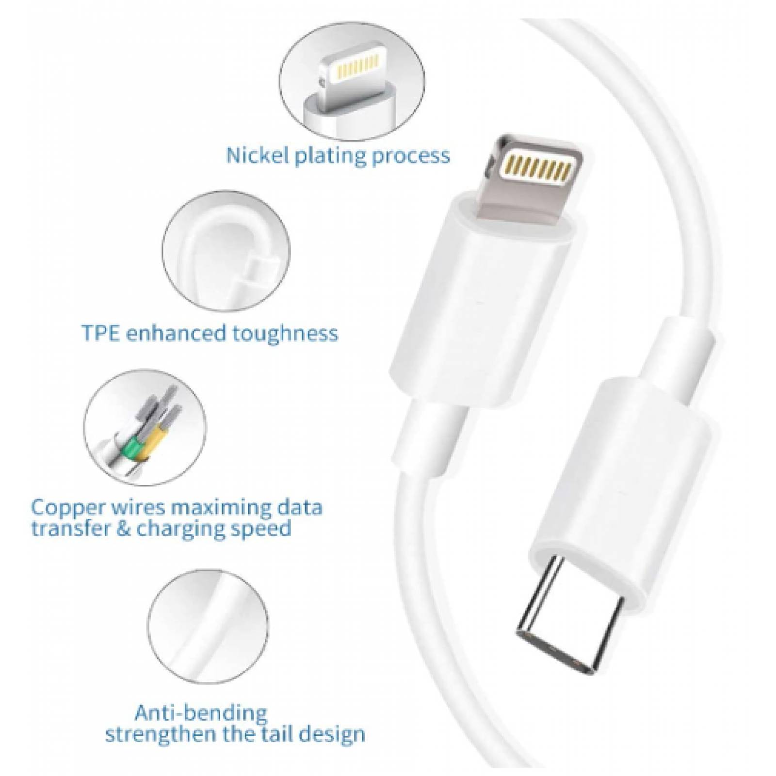Cargador Original Apple de 20W Tipo C con Cable