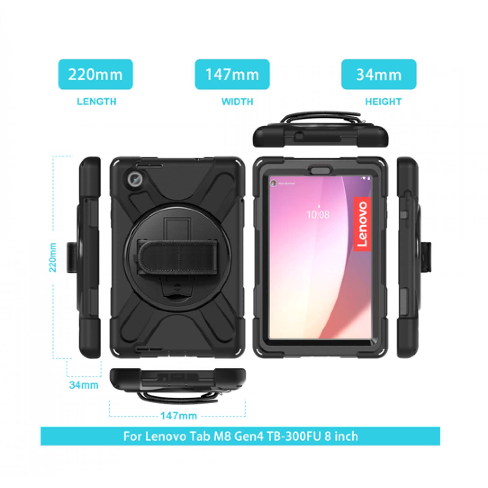 Teknet Funda Correa para Lenovo M8 4ta Gen 8 Pulg TB 300FU