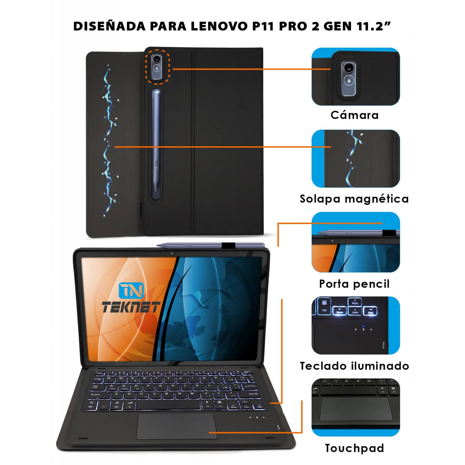 Funda Teclado TouchPad Para Lenovo P11 Pro de 112 2 Gen