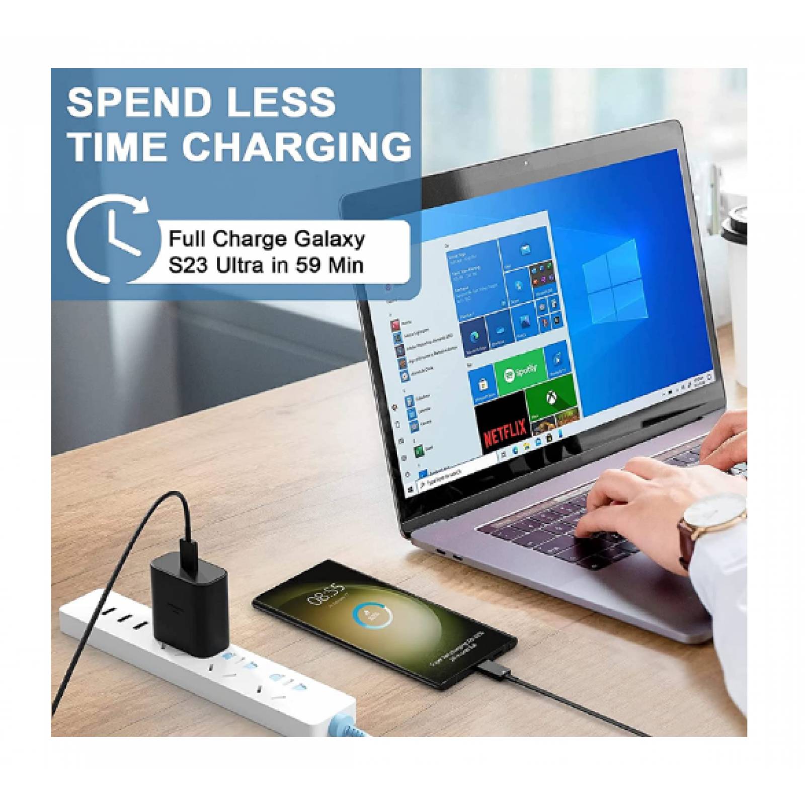 Cargador Original 45W Samsung Cable Tipo C a C Carga Rapida