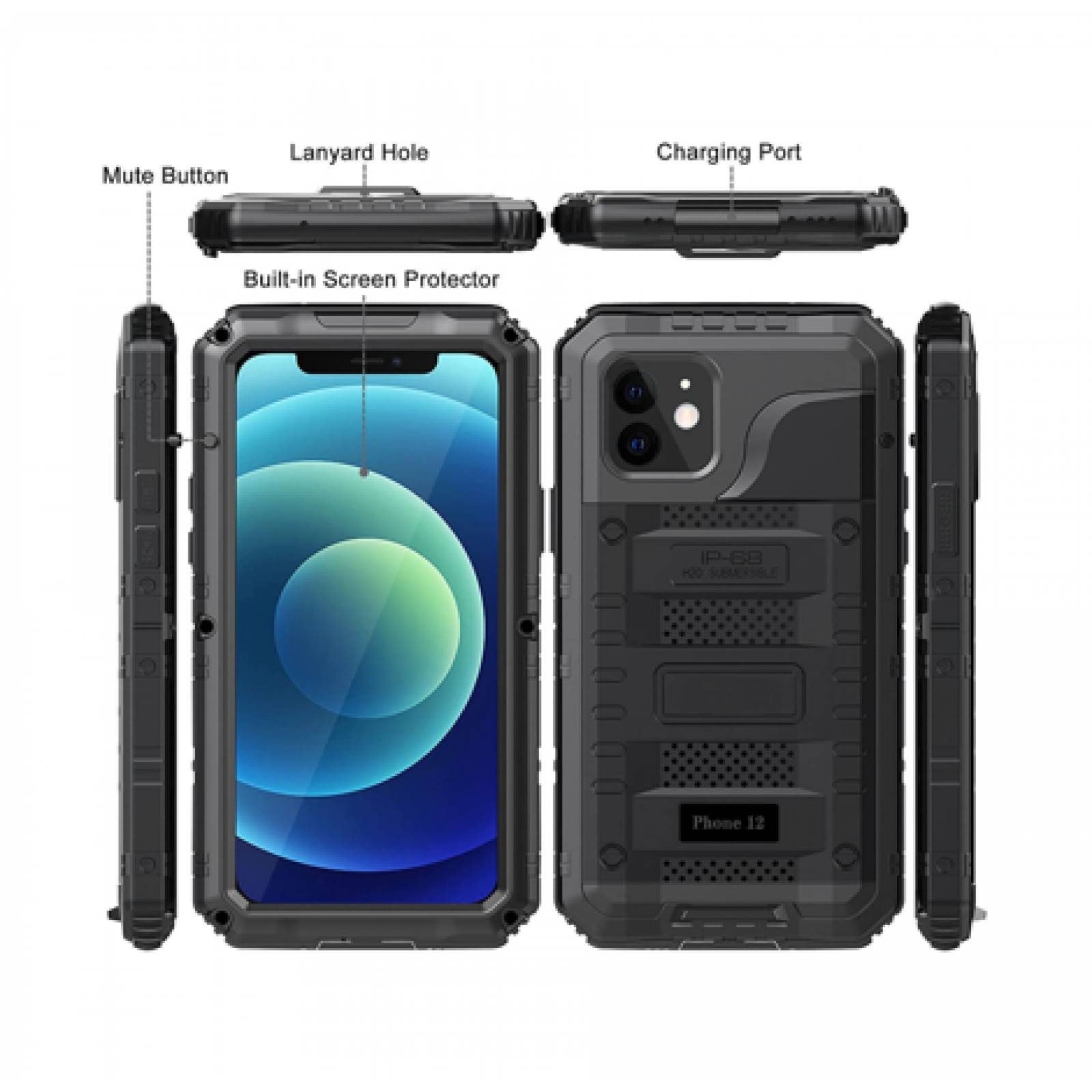 Funda Impermeable IP68 para iPhone 12 antigolpes Uso Rudo